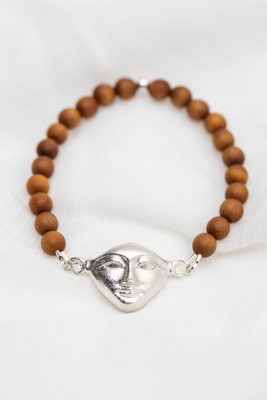 Ethical 3D Printed Sandalwood & Silver Bracelet – Calming & Harmonious by New Vintage by Kriss at brixbailey.com