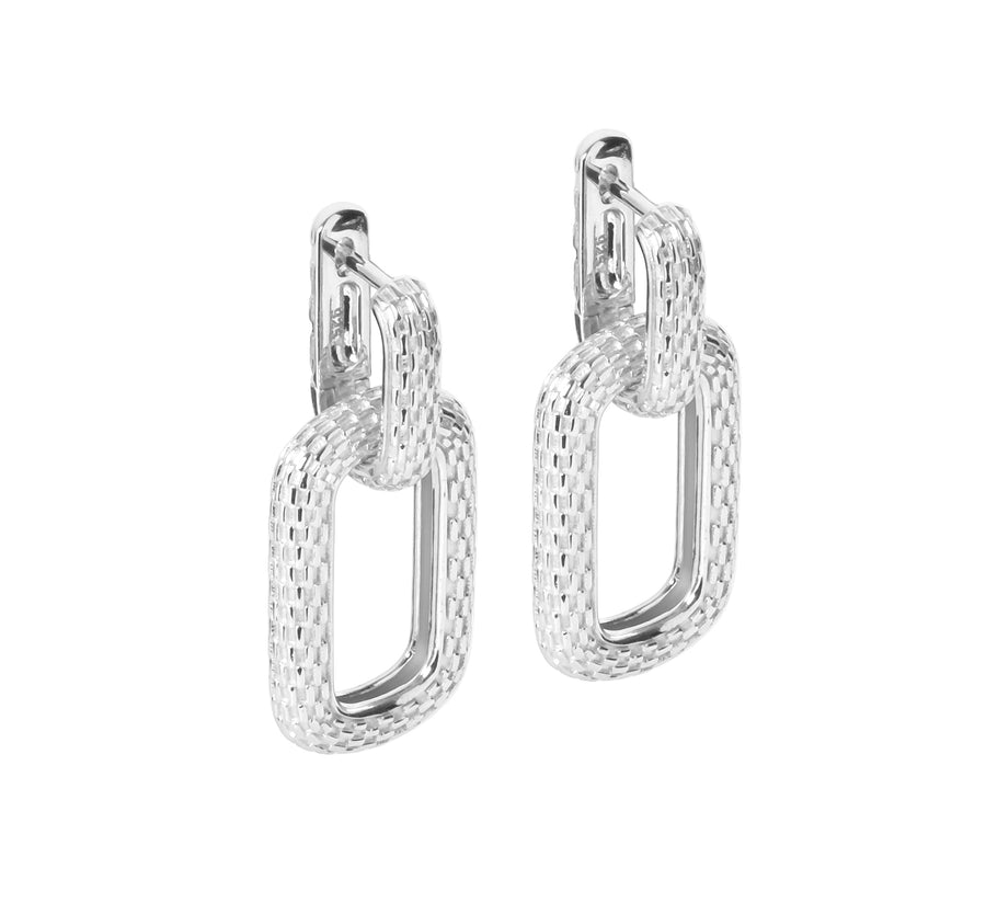 Trendy U-Shaped Hoop Earrings – Rhodium or Rose Gold Plated by MyaMoon at www.brixbailey.com