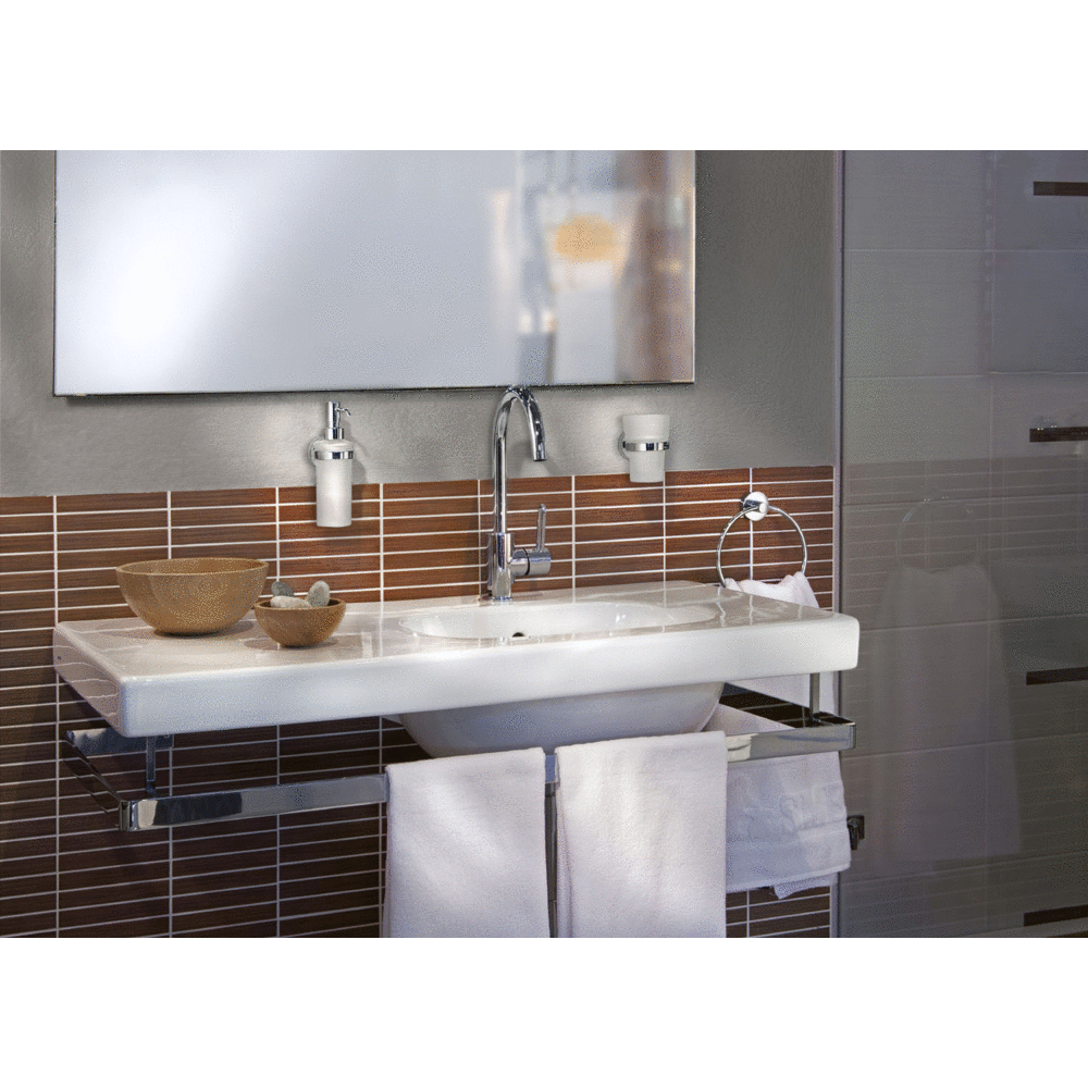 Polished Chrome Wall Soap Dispenser with Frosted Glass