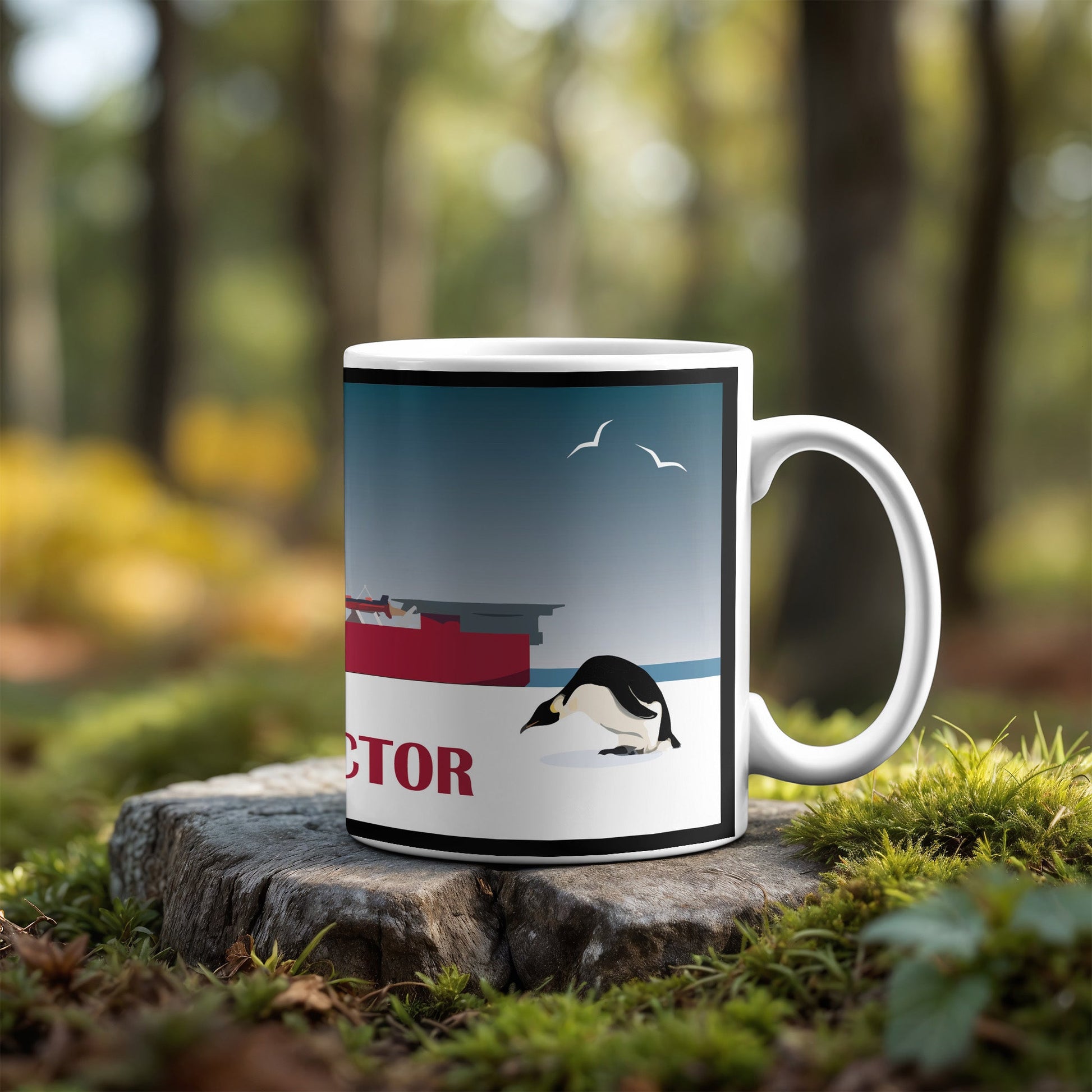 HMS Protector and The Penguins Ceramic Mug
