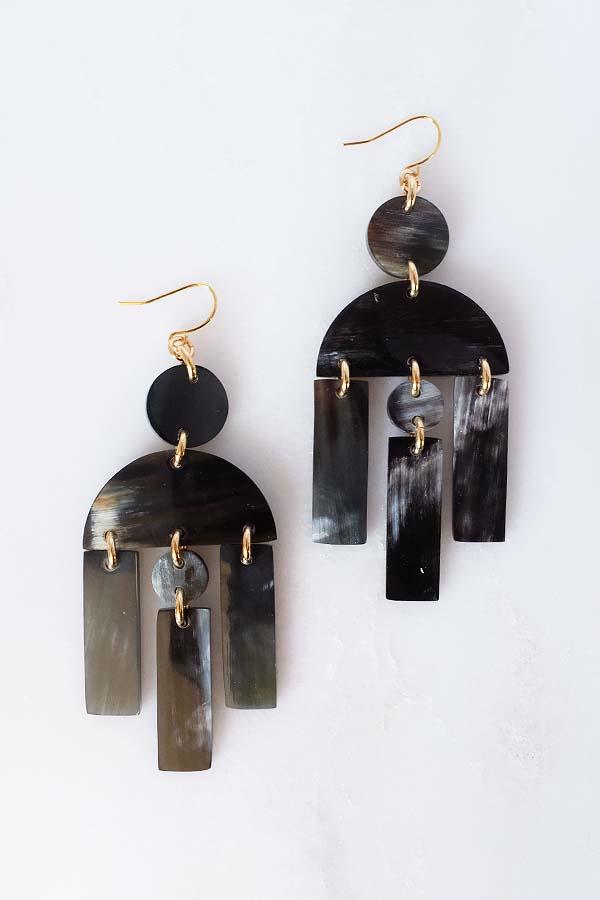 Buffalo Horn Chandelier Statement Earrings