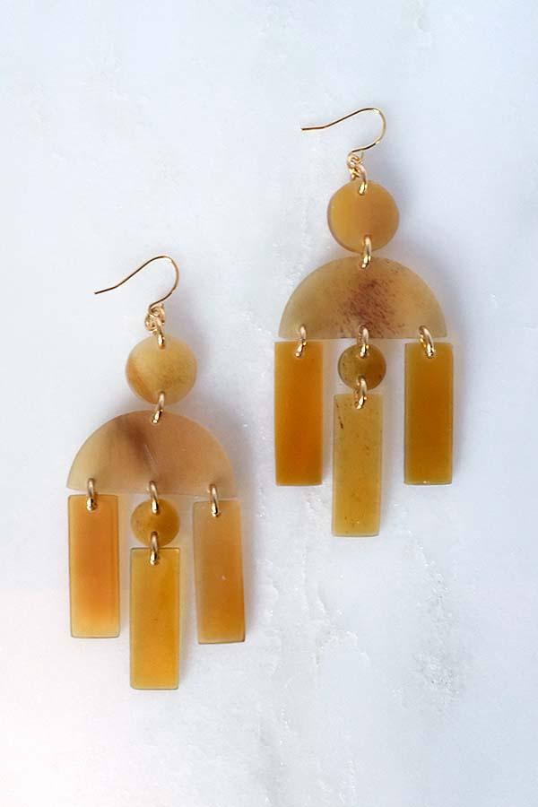 Buffalo Horn Chandelier Statement Earrings