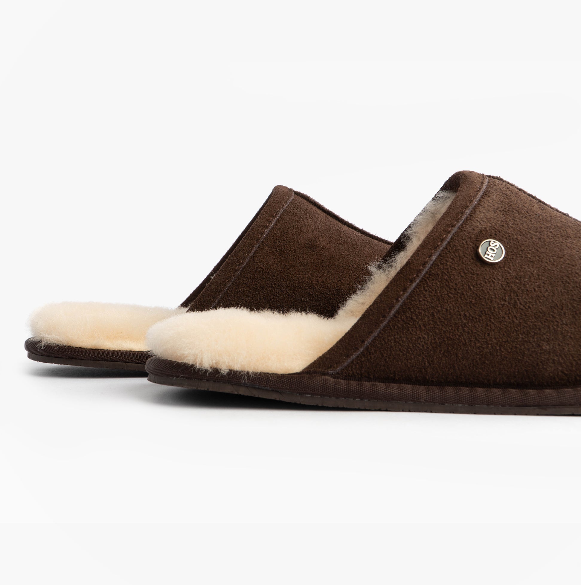 HOS Sheepskin EDWIN Mens Slippers Espresso