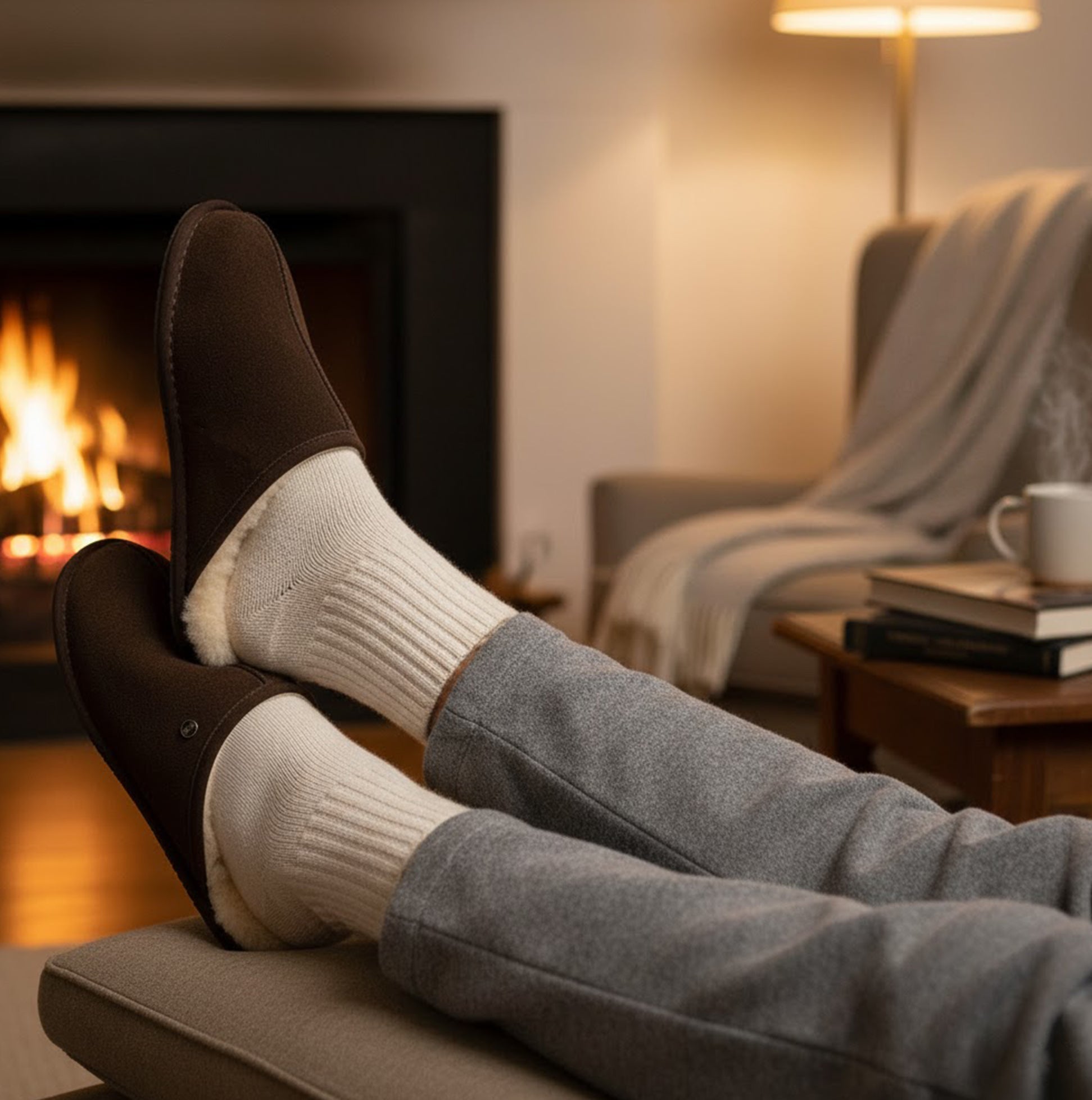 HOS Sheepskin EDWIN Mens Slippers Espresso