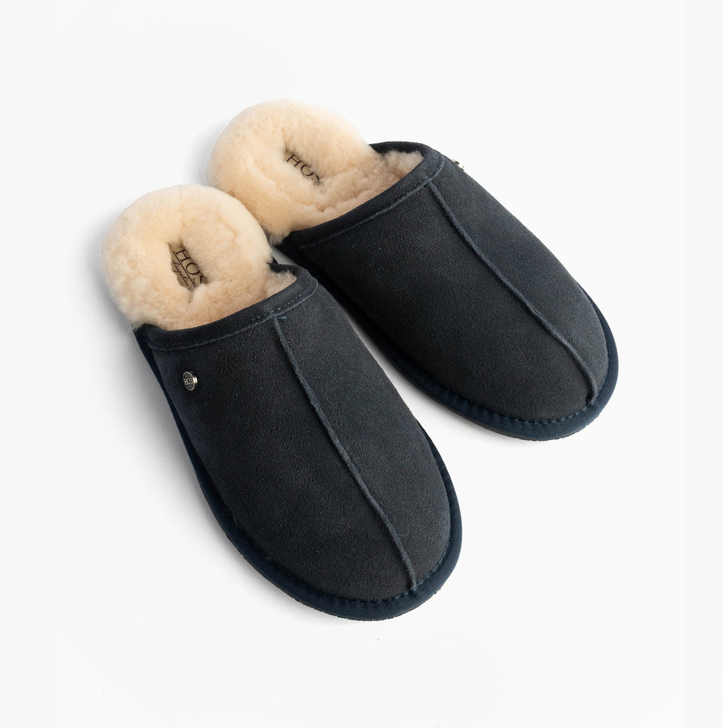 HOS Sheepskin EDWIN Mens Slippers Navy