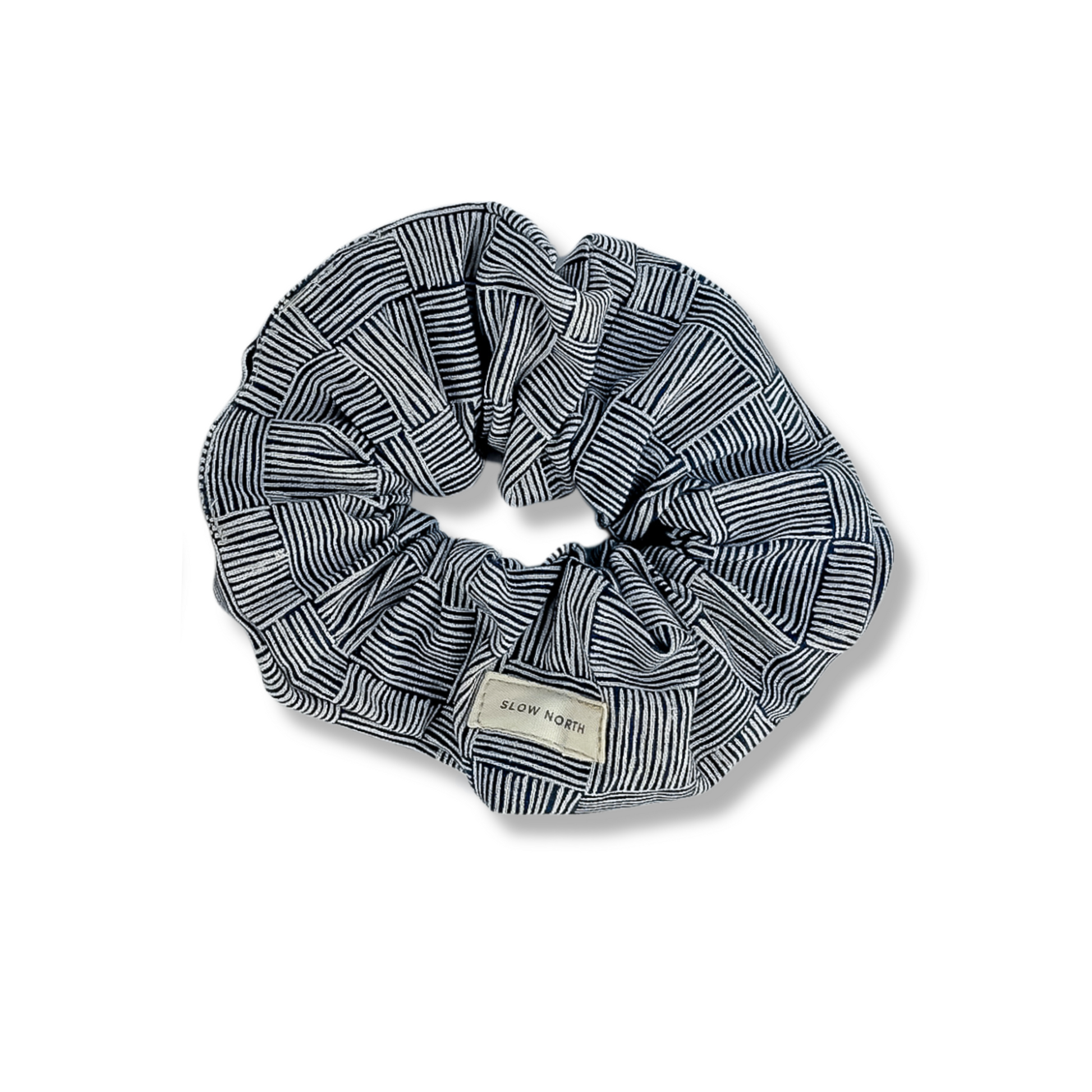 Hair Scrunchie Haystack Navy and Linen