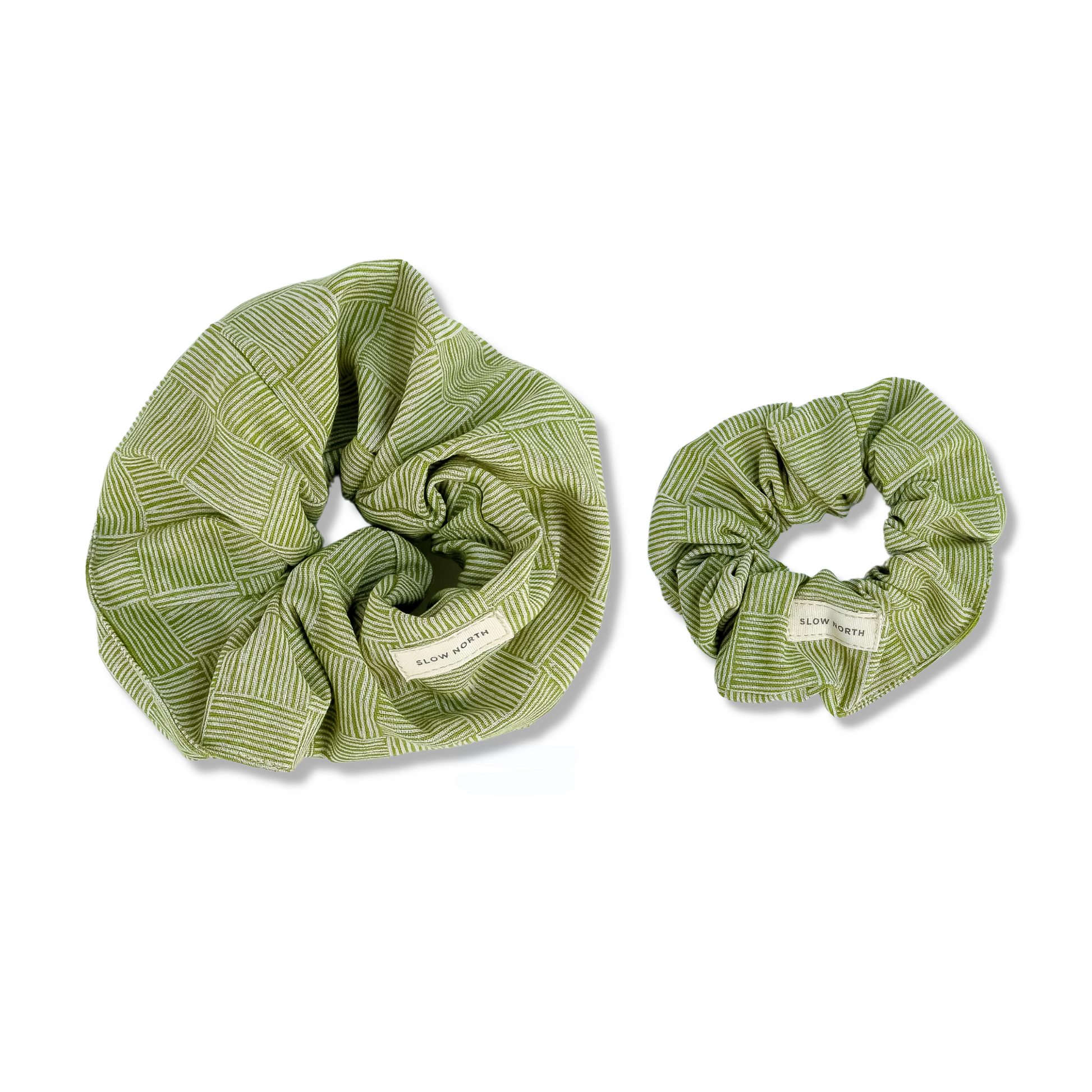 Hair Scrunchie in Greenhouse Green and Linen