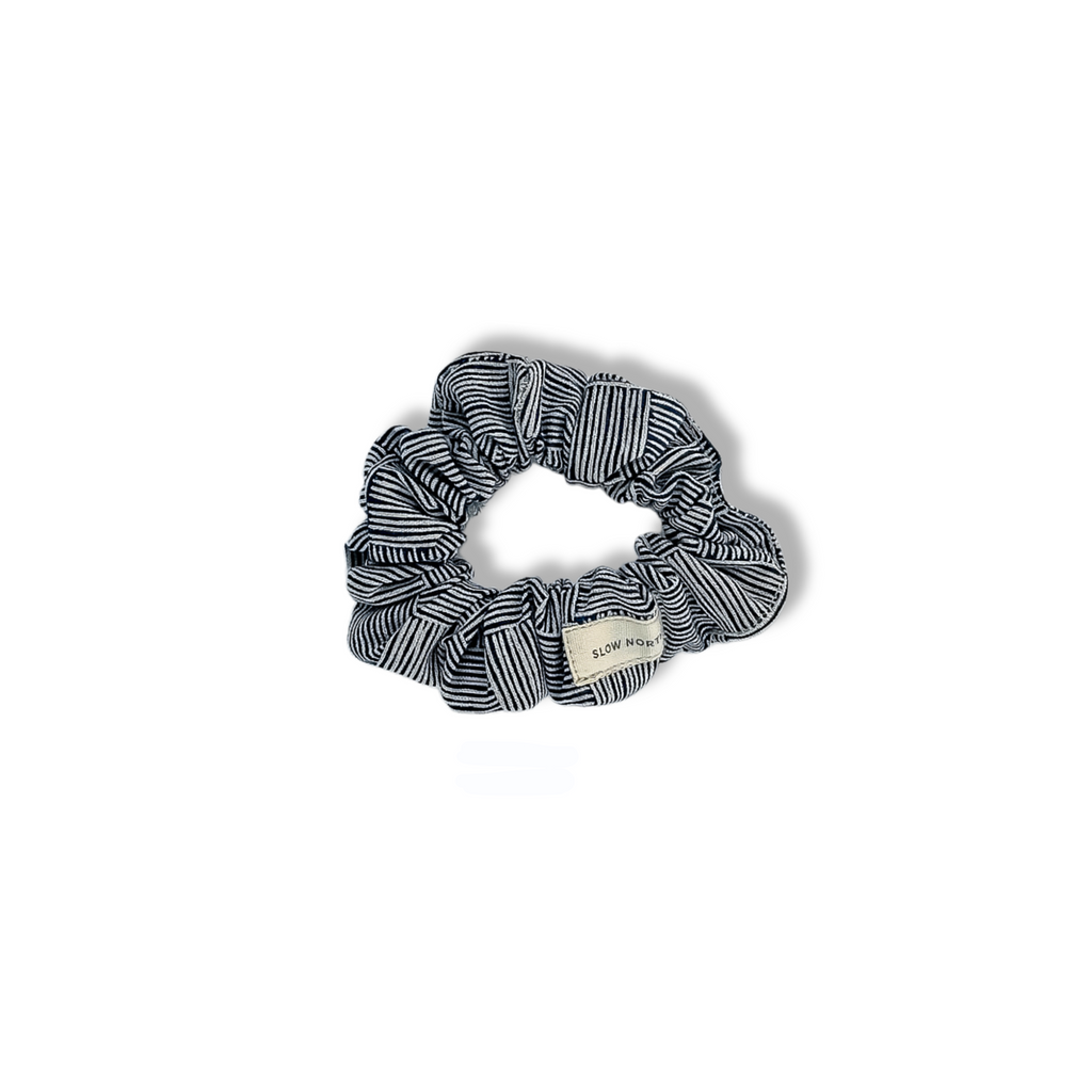 Hair Scrunchie Haystack Navy and Linen
