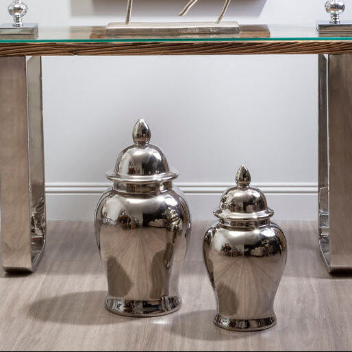 Large Ceramic Silver Jar