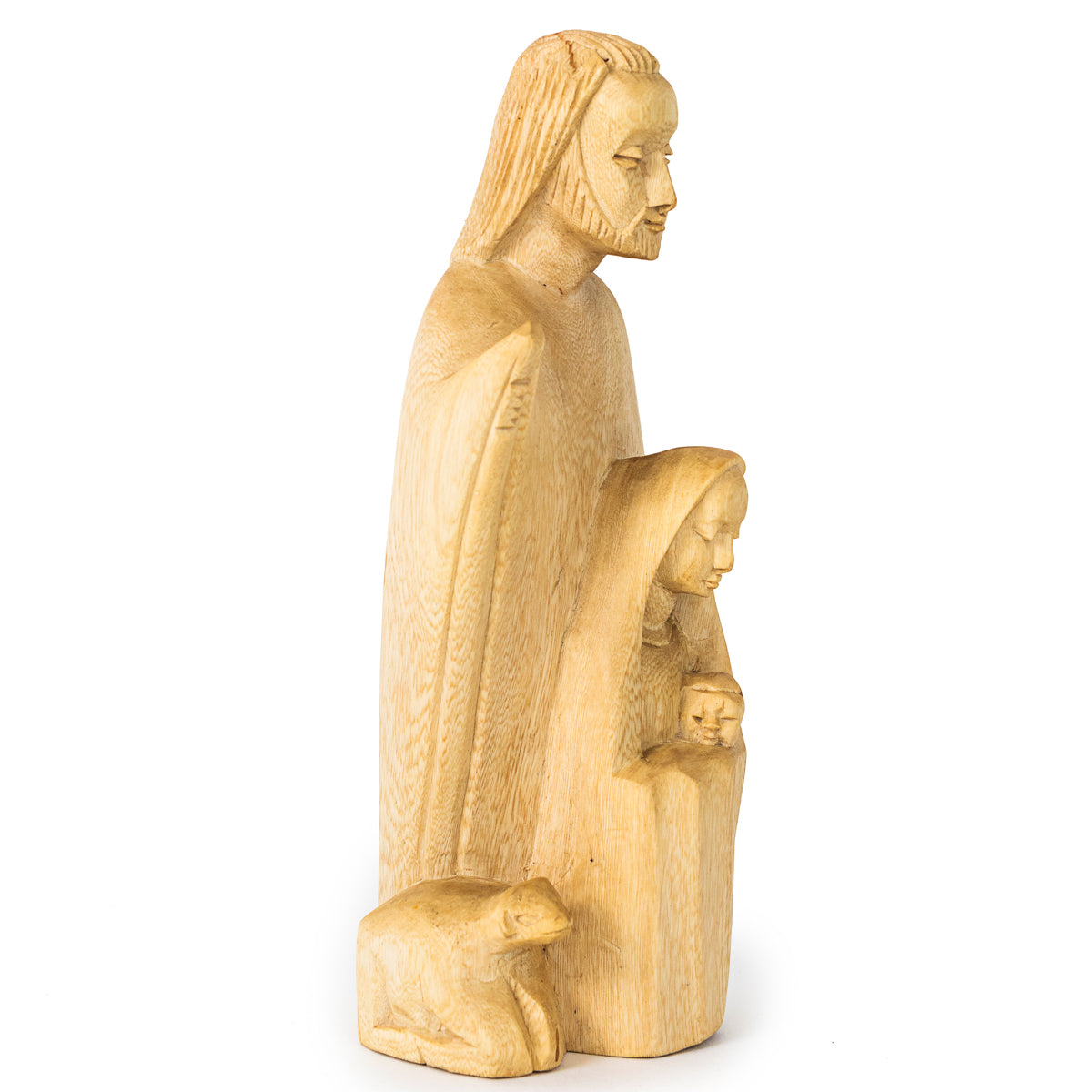 Hand Carved Holy Family Wood Sculpture