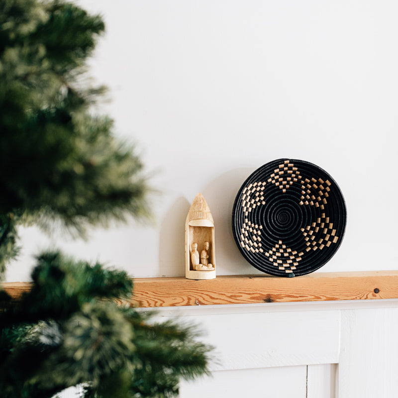 Hand Carved Nativity Hut