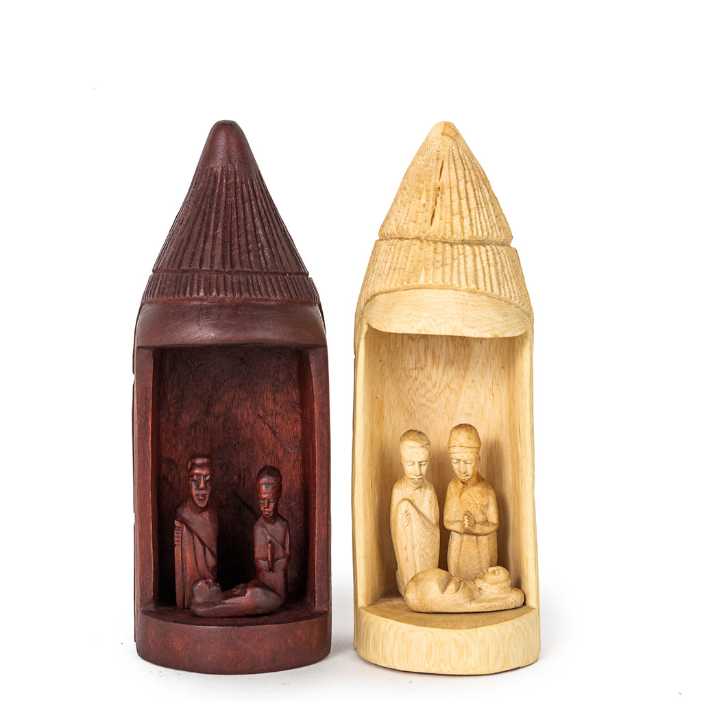 Hand Carved Nativity Hut