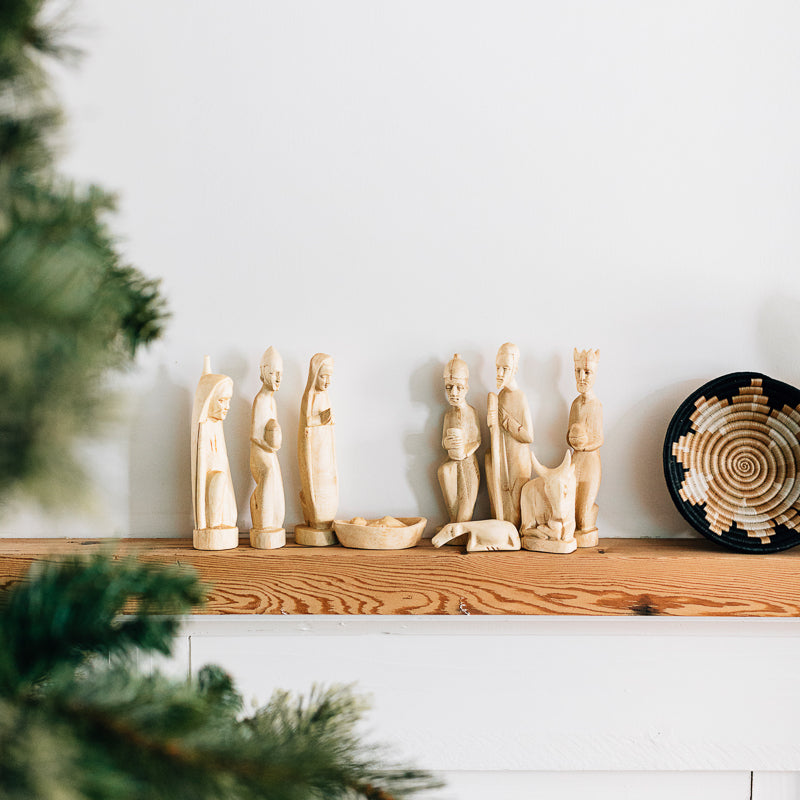 Hand Carved Nativity Set in Wood