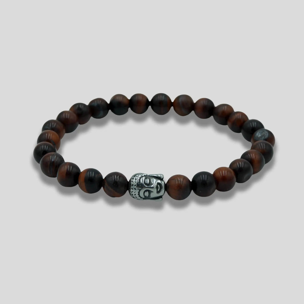 Handmade Tigers Eye Buddha Head Beaded Mens Bracelet