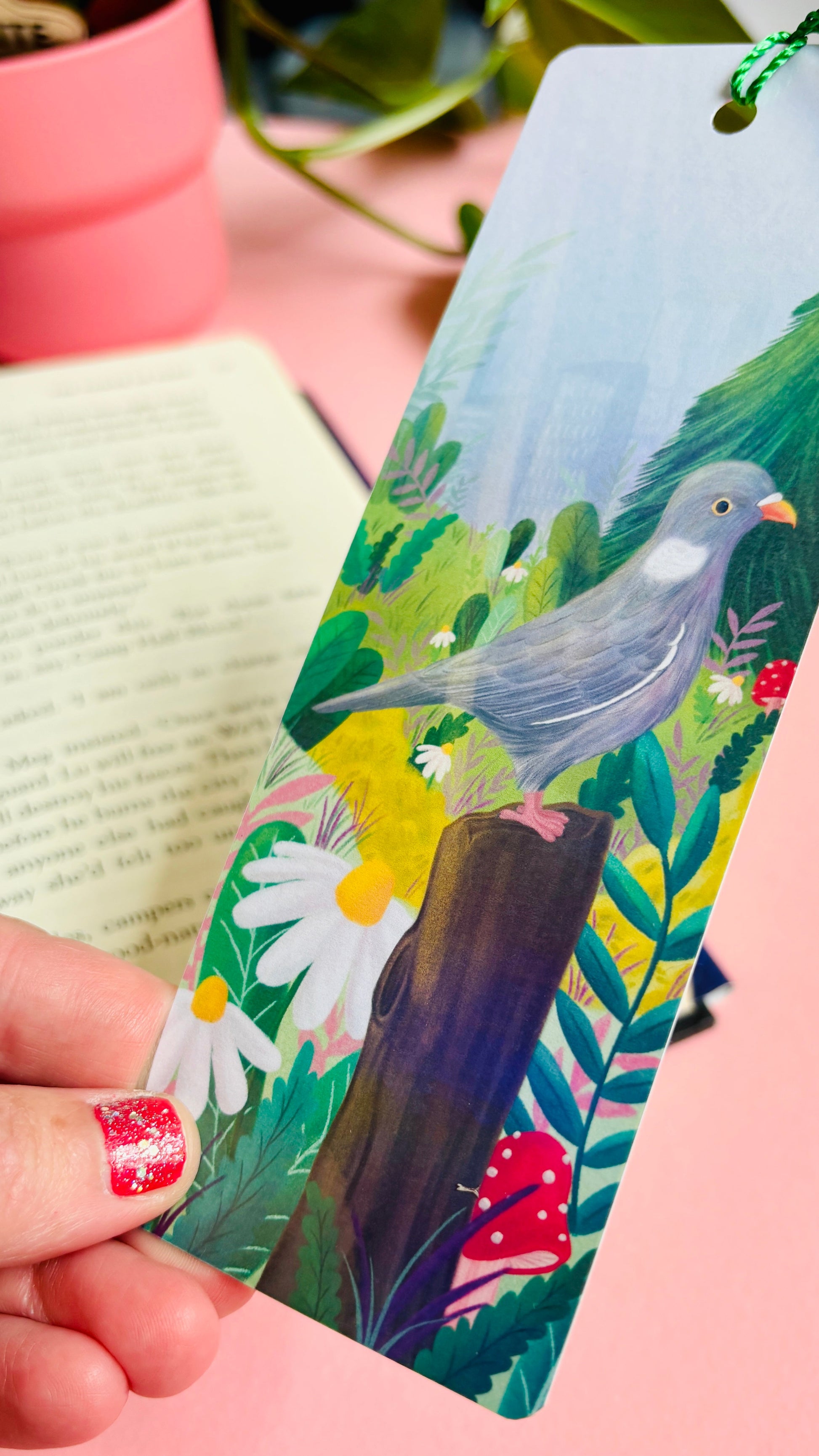 Pigeon Gift Bookmark- Handmade Holographic Bookmark