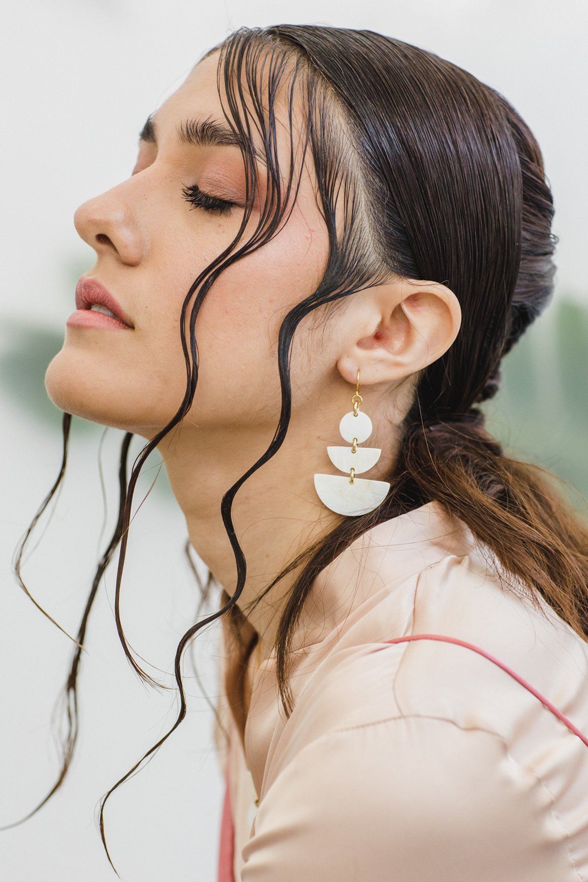 16K Gold Plated Geometric Statement Buffalo Horn Earrings