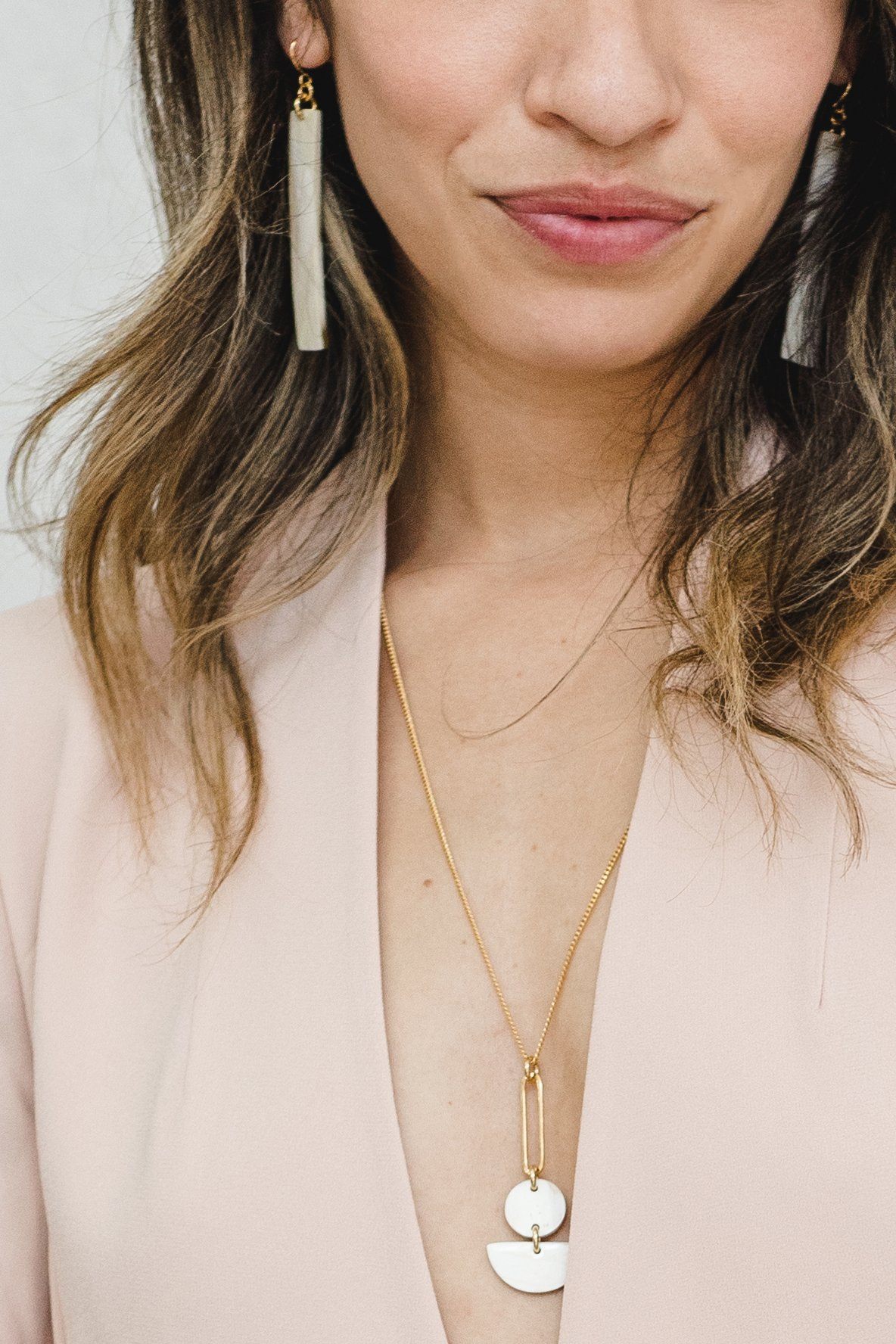 Buffalo Horn Pendant Necklace with Gold Bar