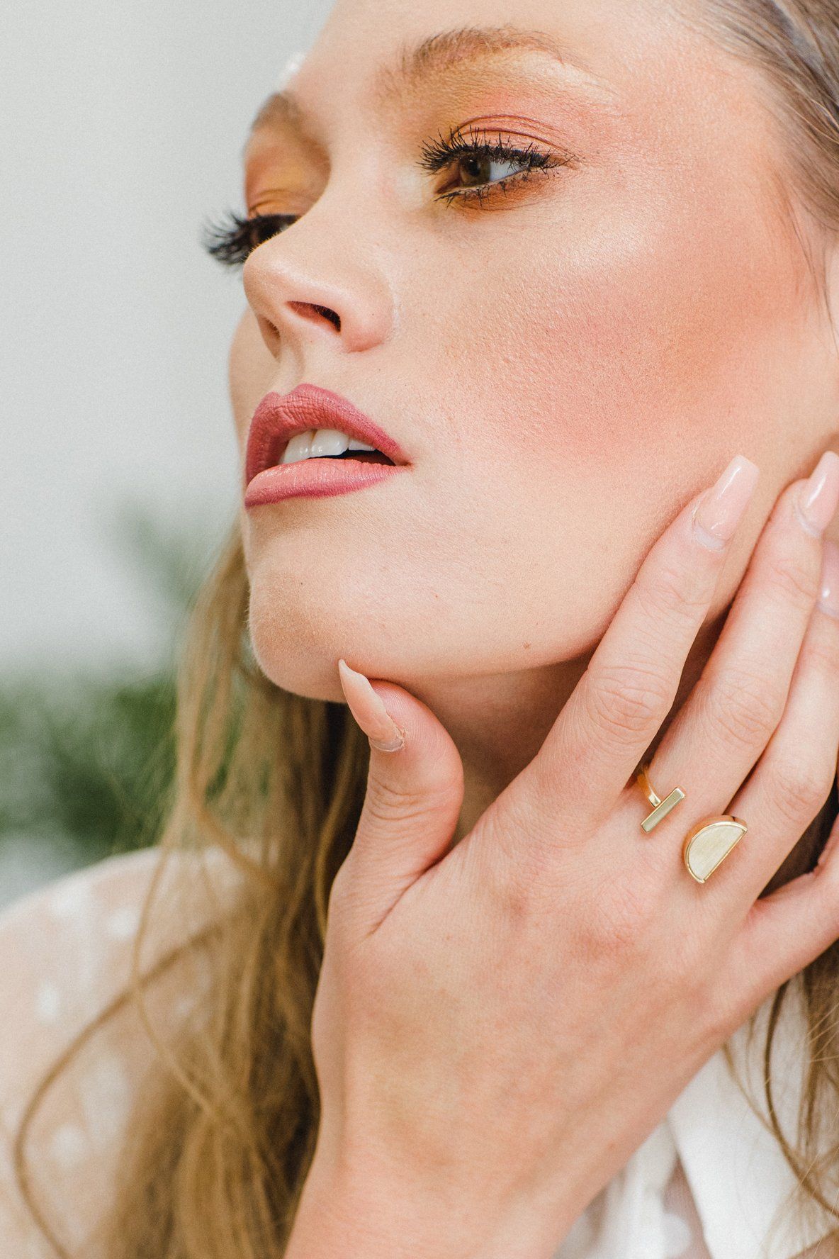Buffalo Horn Crescent and Bar Ring in 16K Gold Plate