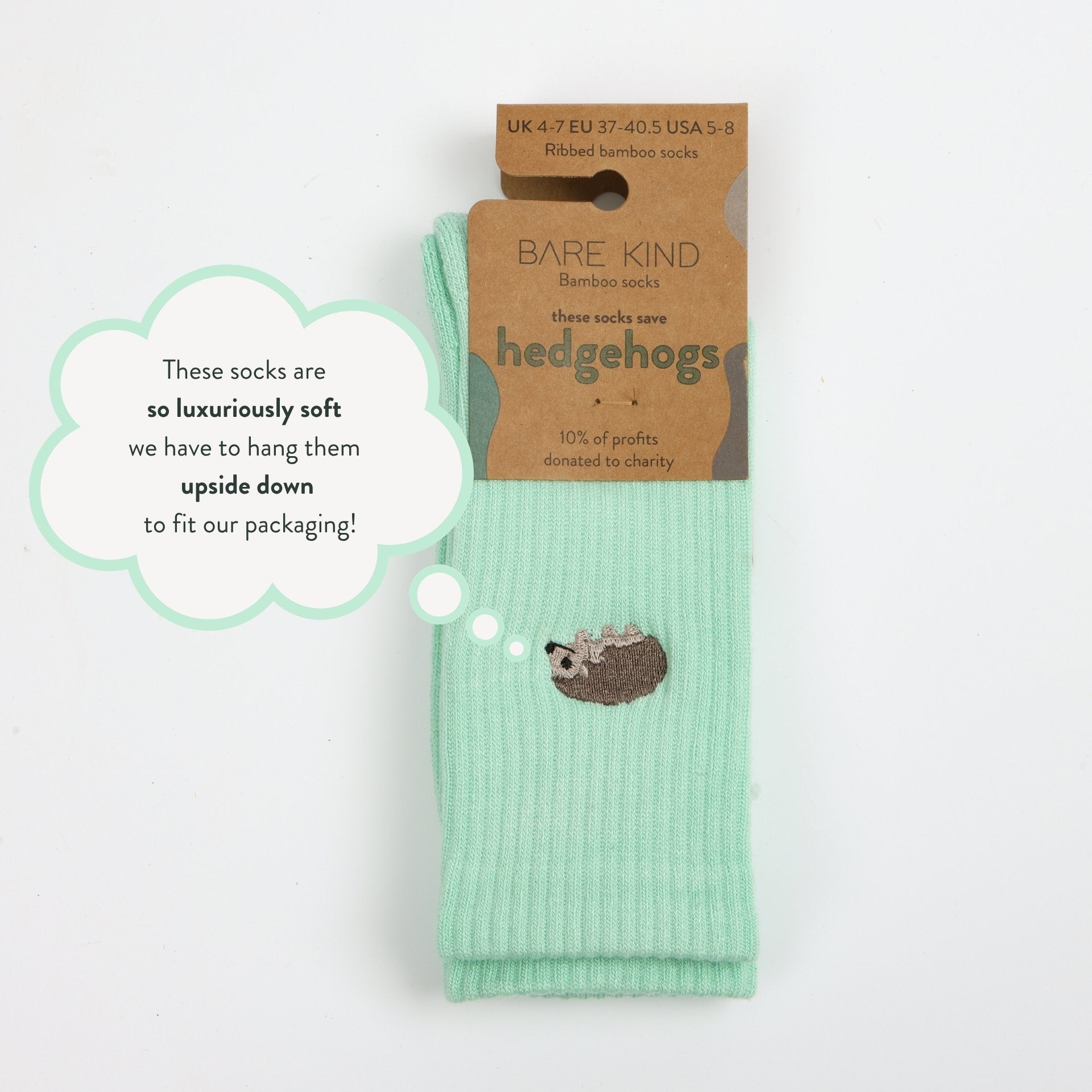 Save the Hedgehog Ribbed Bamboo Socks