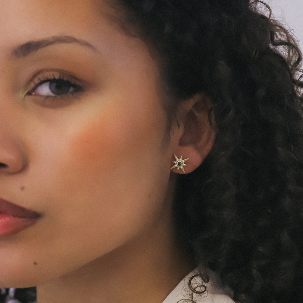 Ursa Birthstone Star Stud Earrings | 18K Gold Plated