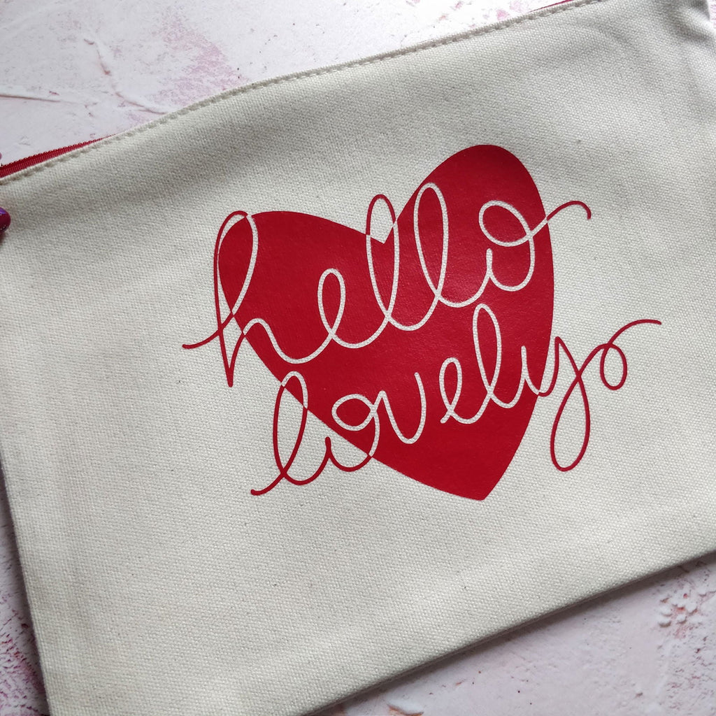 Hello Lovely Cotton Pouch with Wrist Strap