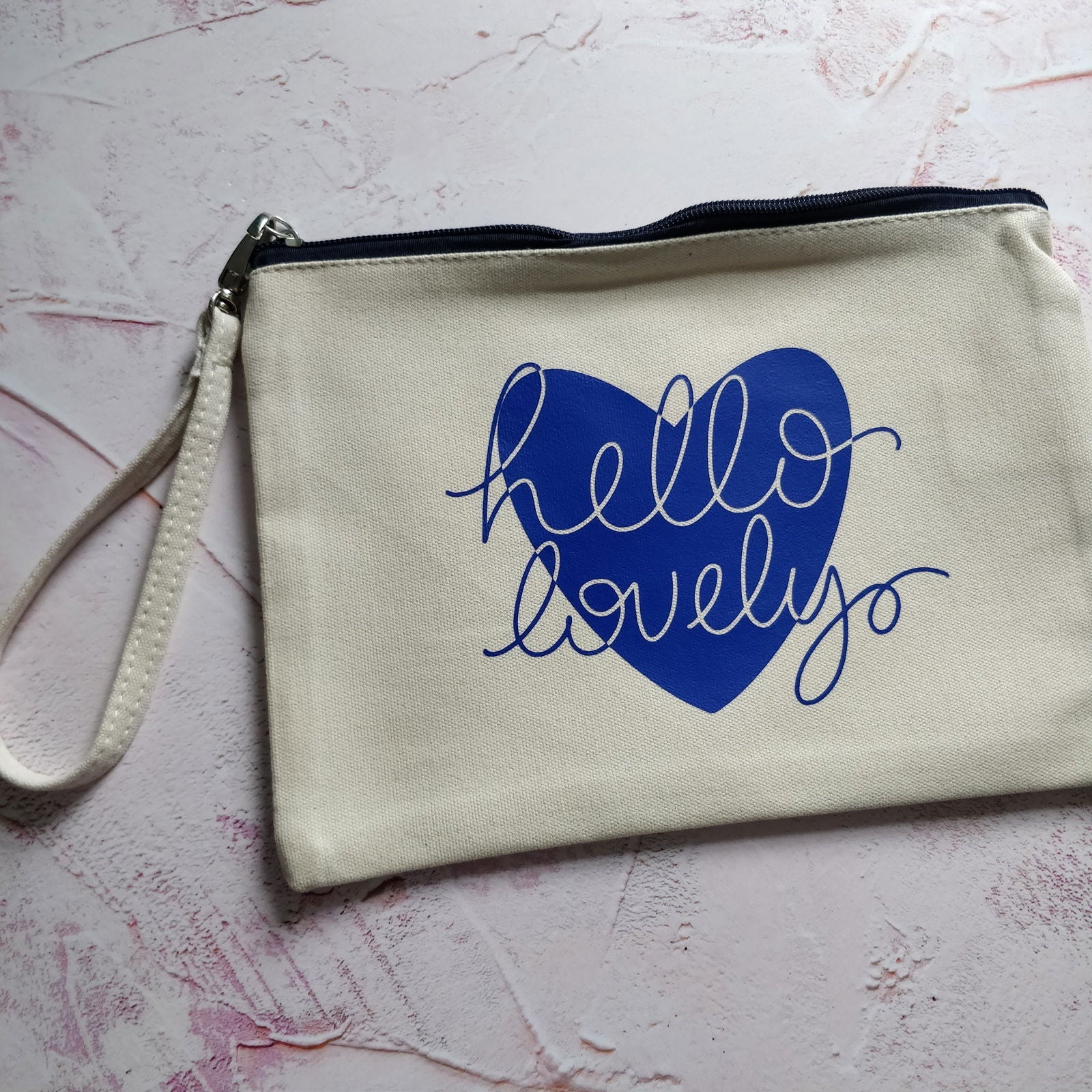 Hello Lovely Cotton Pouch with Wrist Strap