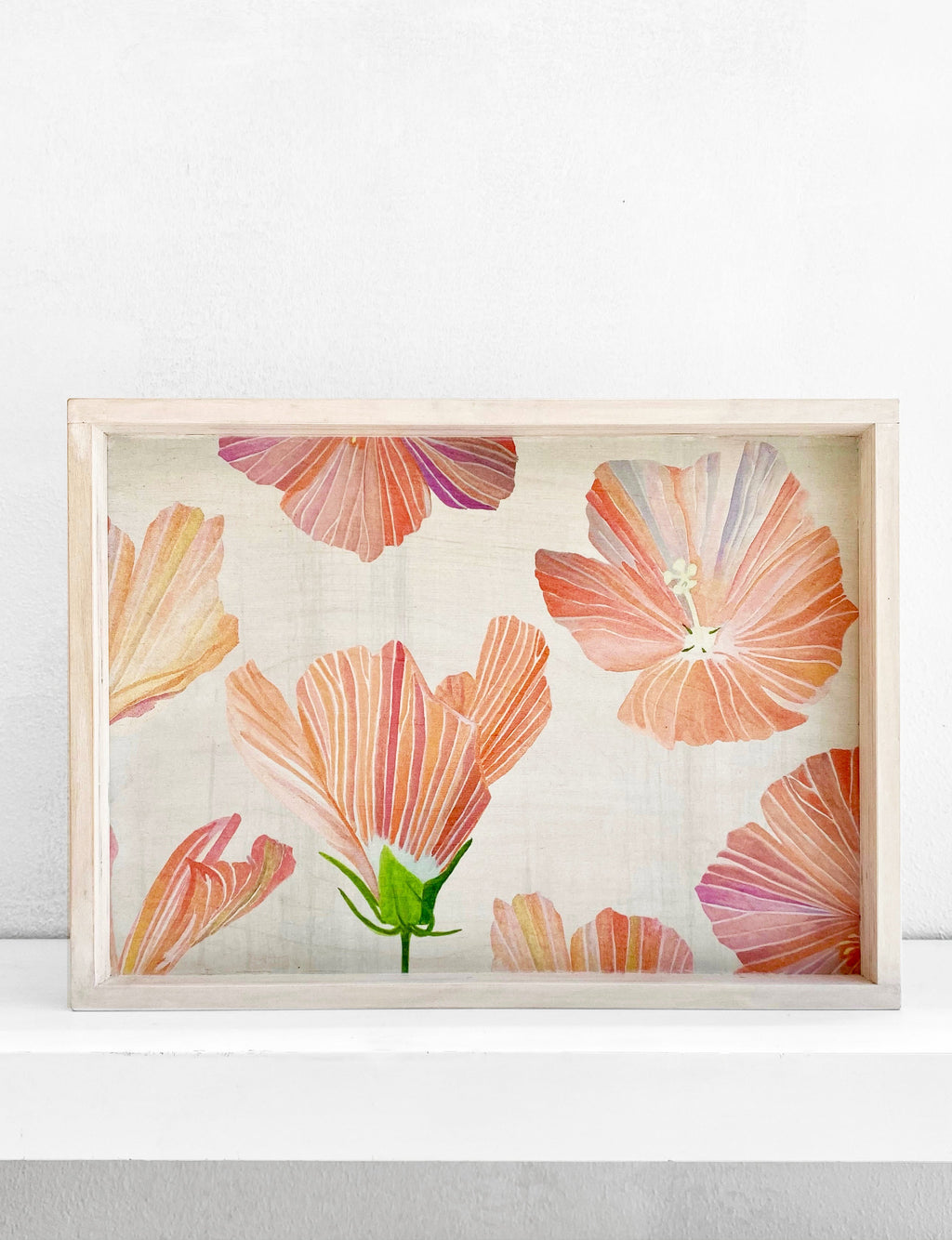 Handmade Serving Tray Hibiscus on Snow