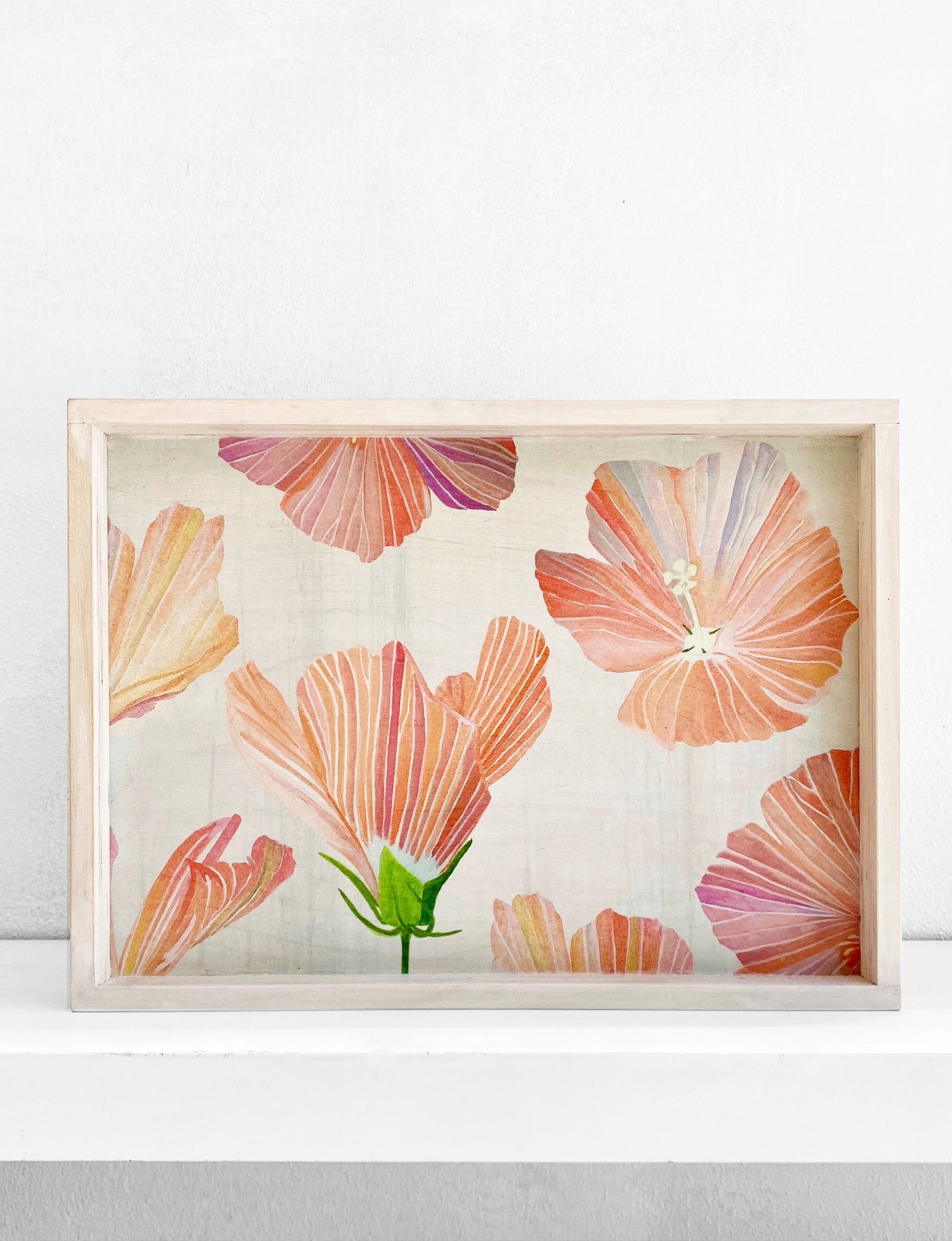 Handmade Serving Tray Hibiscus on Snow
