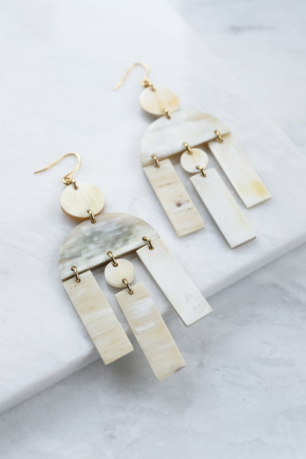 Buffalo Horn Chandelier Statement Earrings