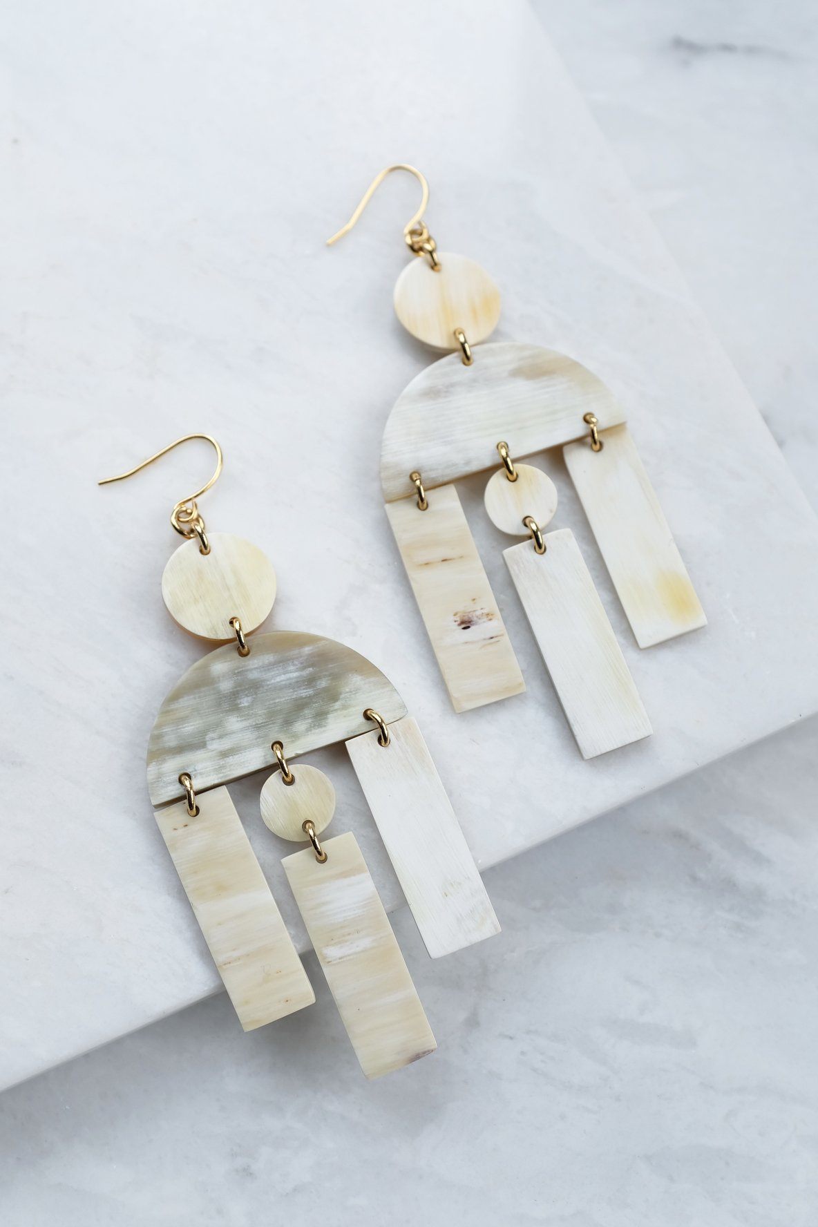 Buffalo Horn Chandelier Statement Earrings