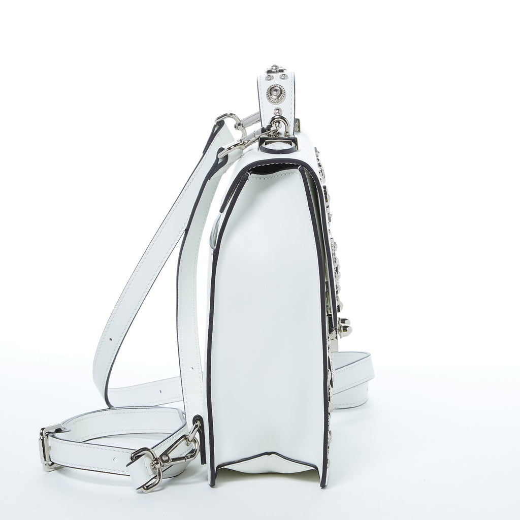 White Convertible Leather Backpack Purse