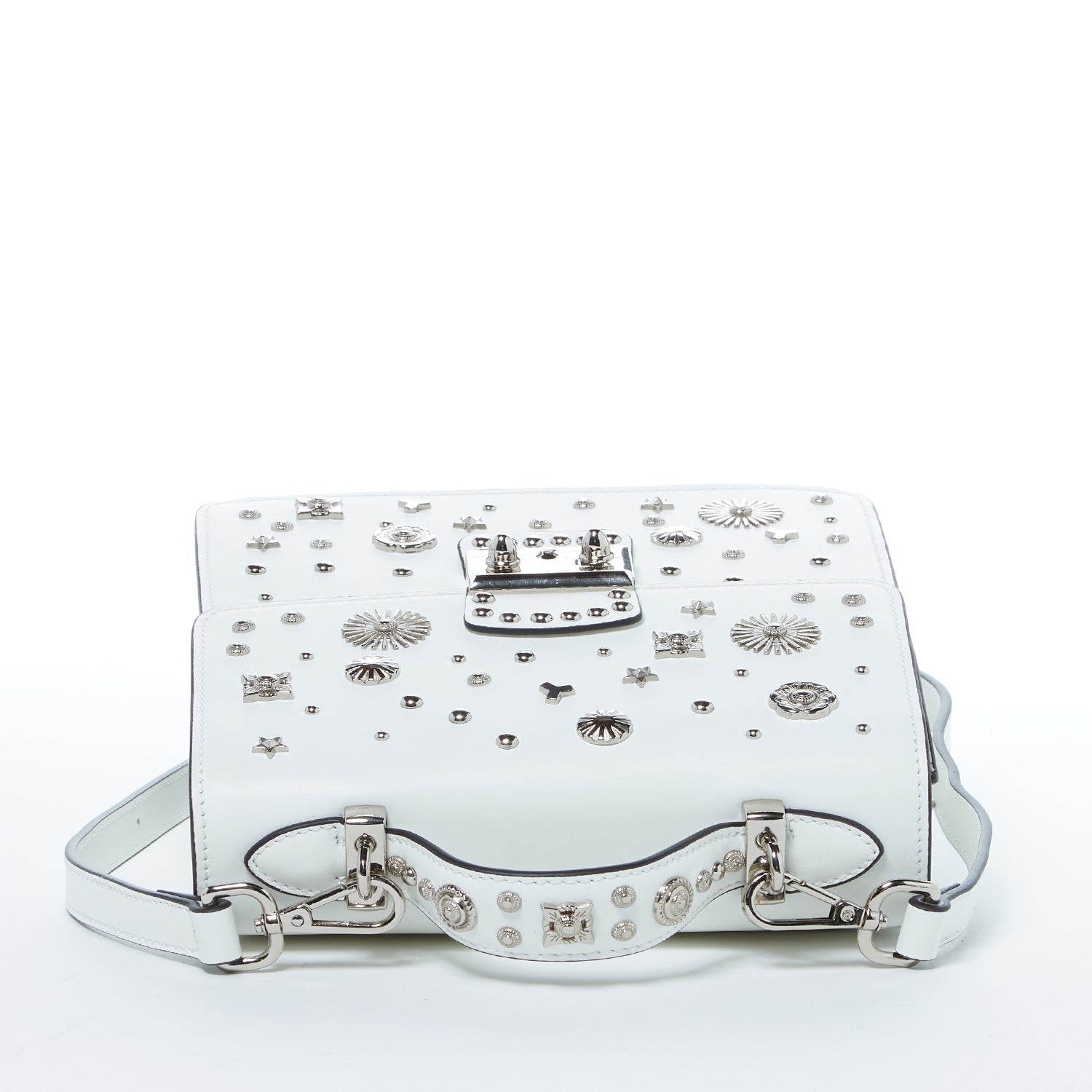 White Convertible Leather Backpack Purse