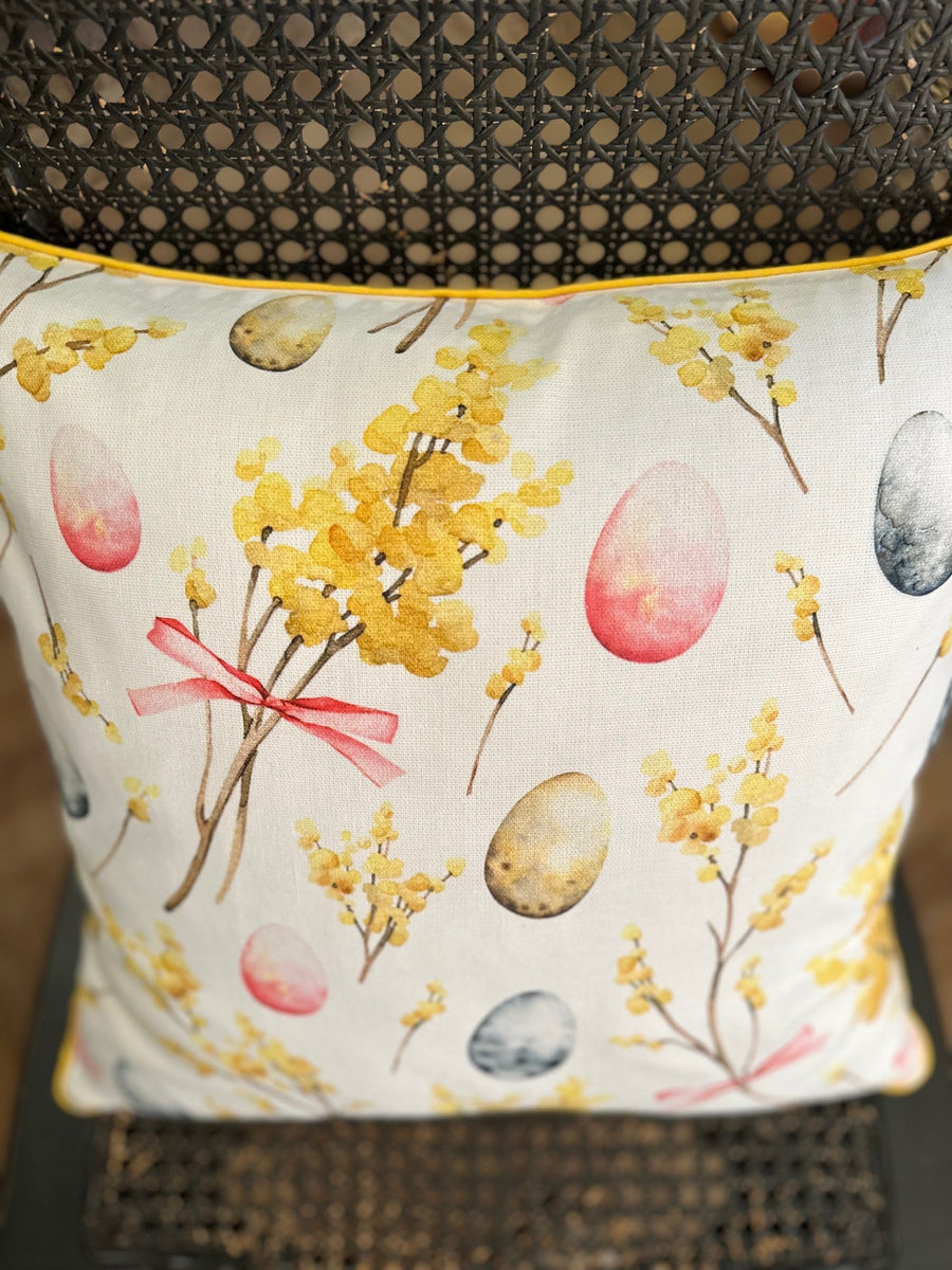 Easter Happy Pillow – 100% Cotton, Vibrant Decor Accent by Hortensias Home at www.brixbailey.com