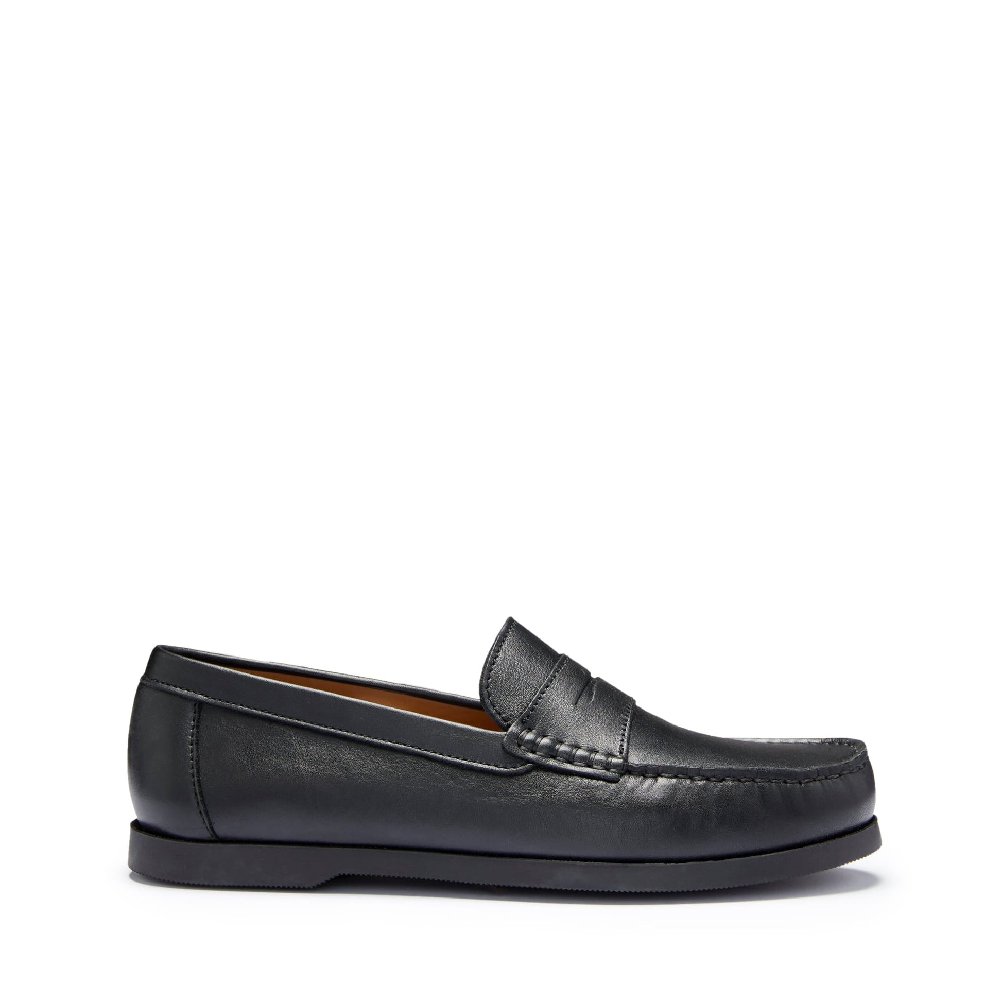 Black Leather Boat Loafers