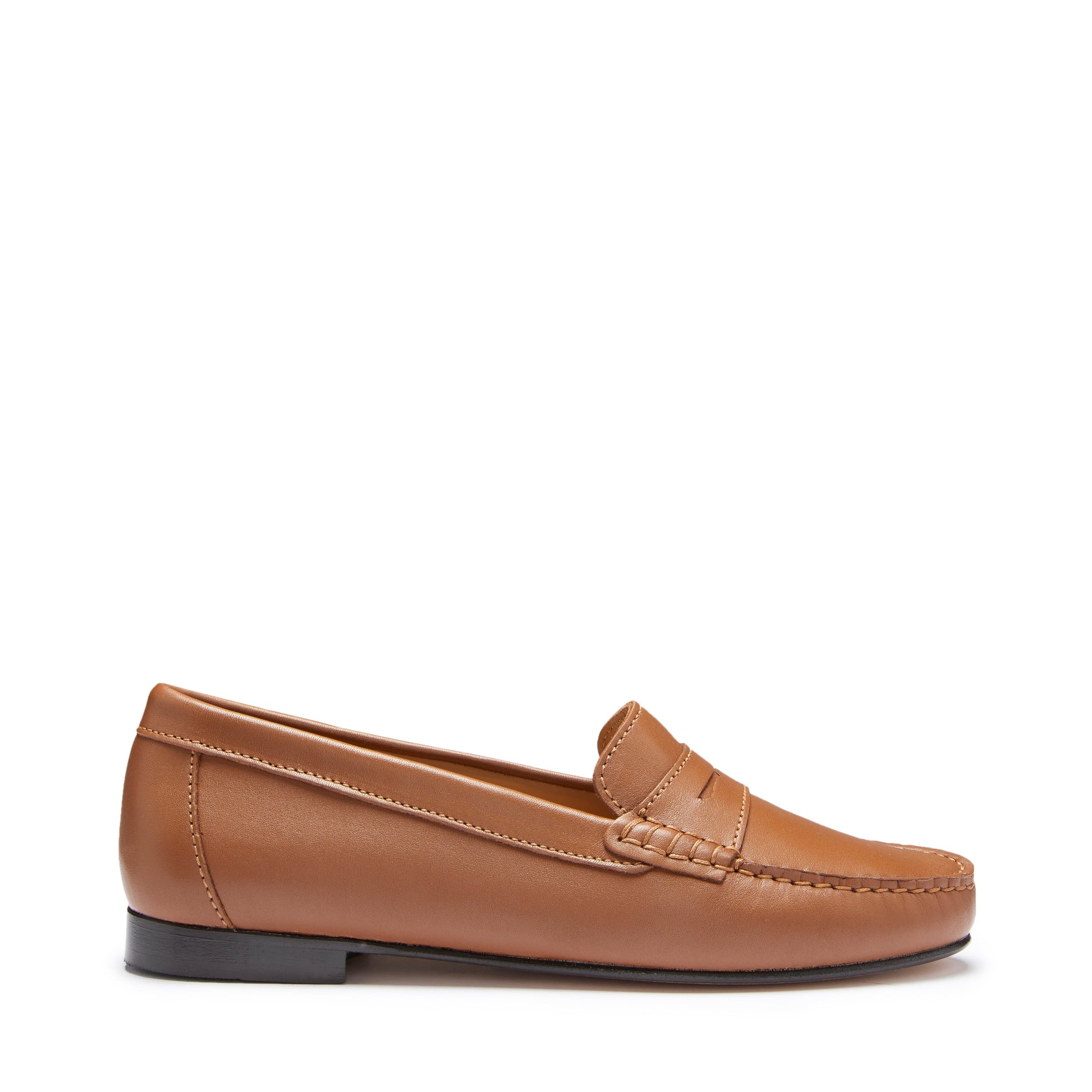 Women's Tan Leather Penny Loafers