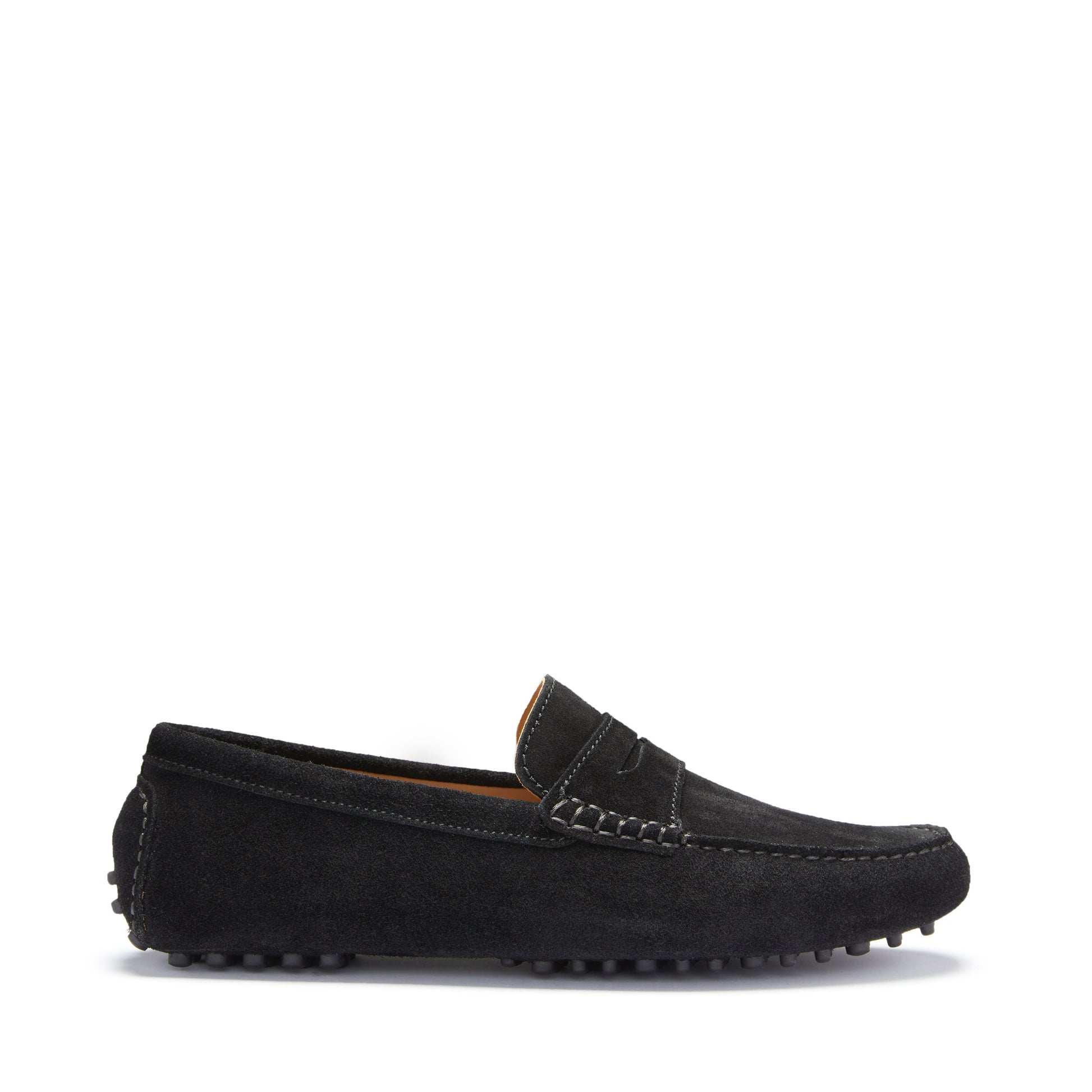 Penny Black Suede Driving Loafers