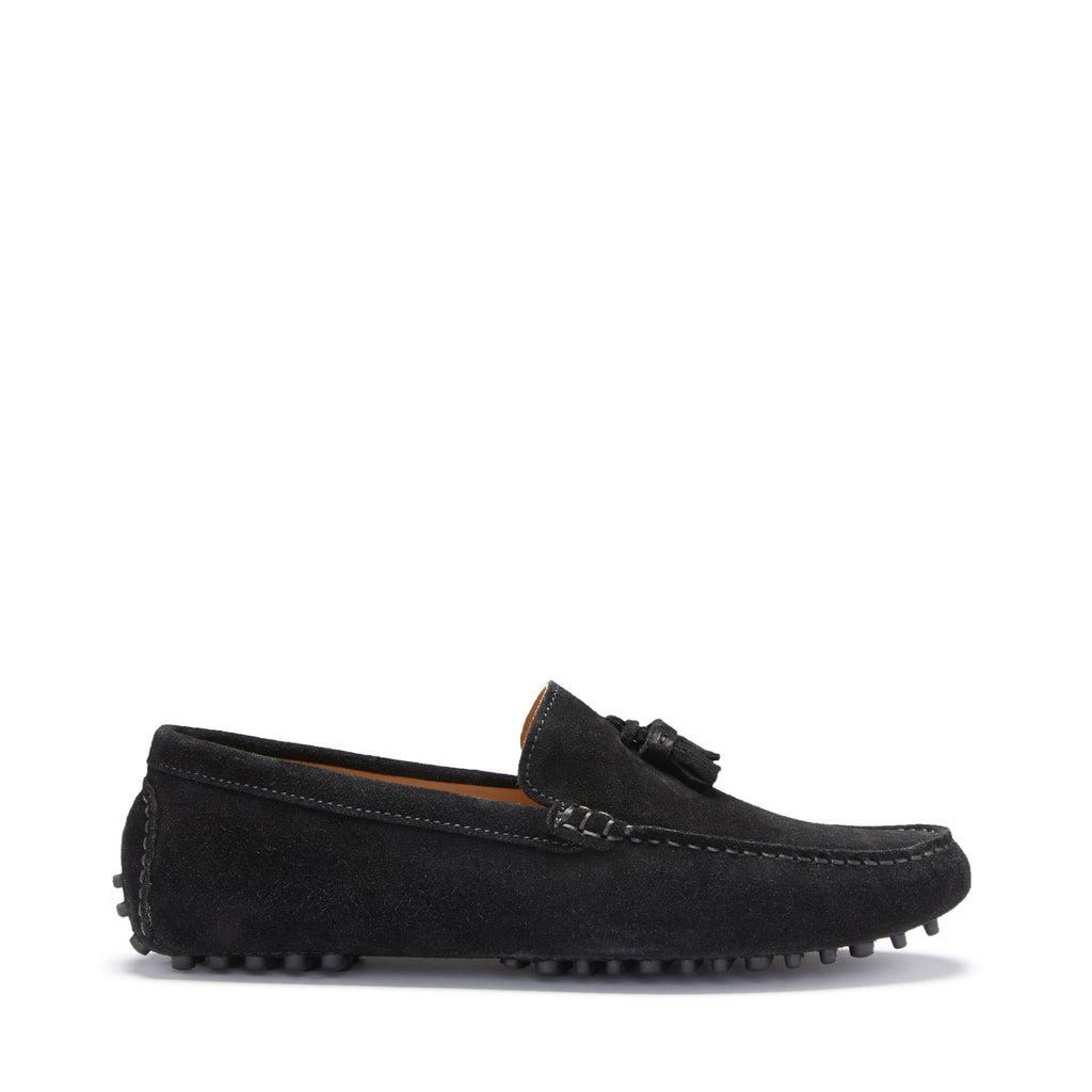Black Suede Tasselled Driving Loafers