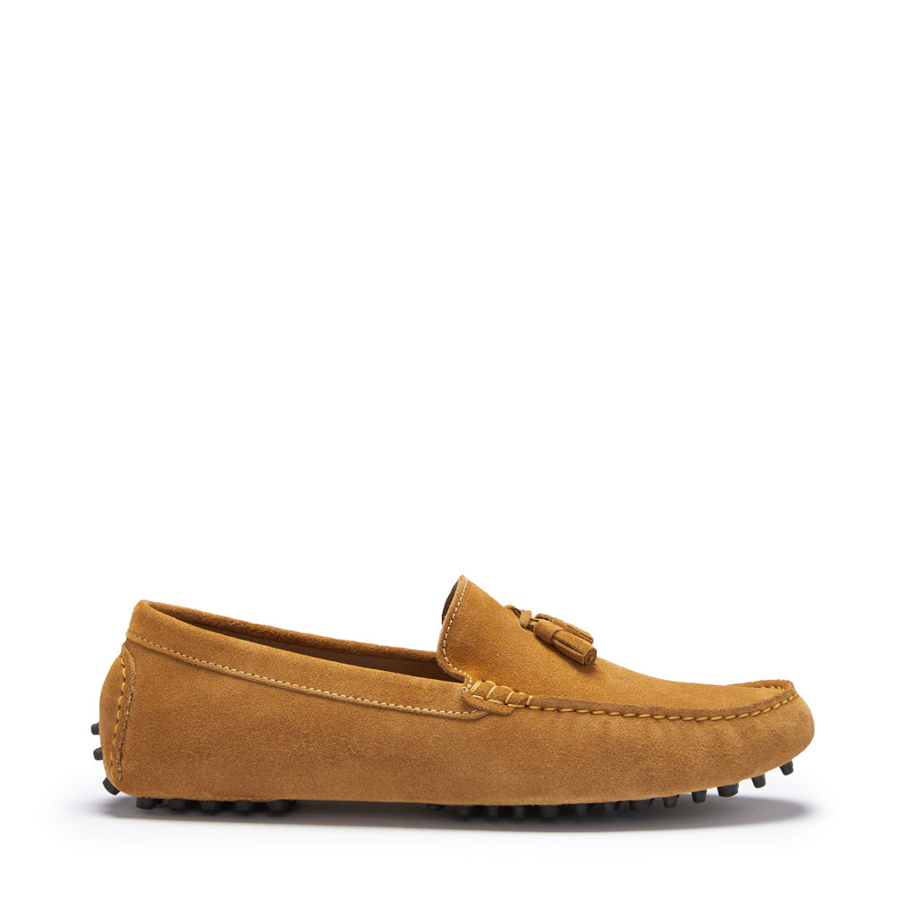 Tasselled Tobacco Suede Driving Loafers