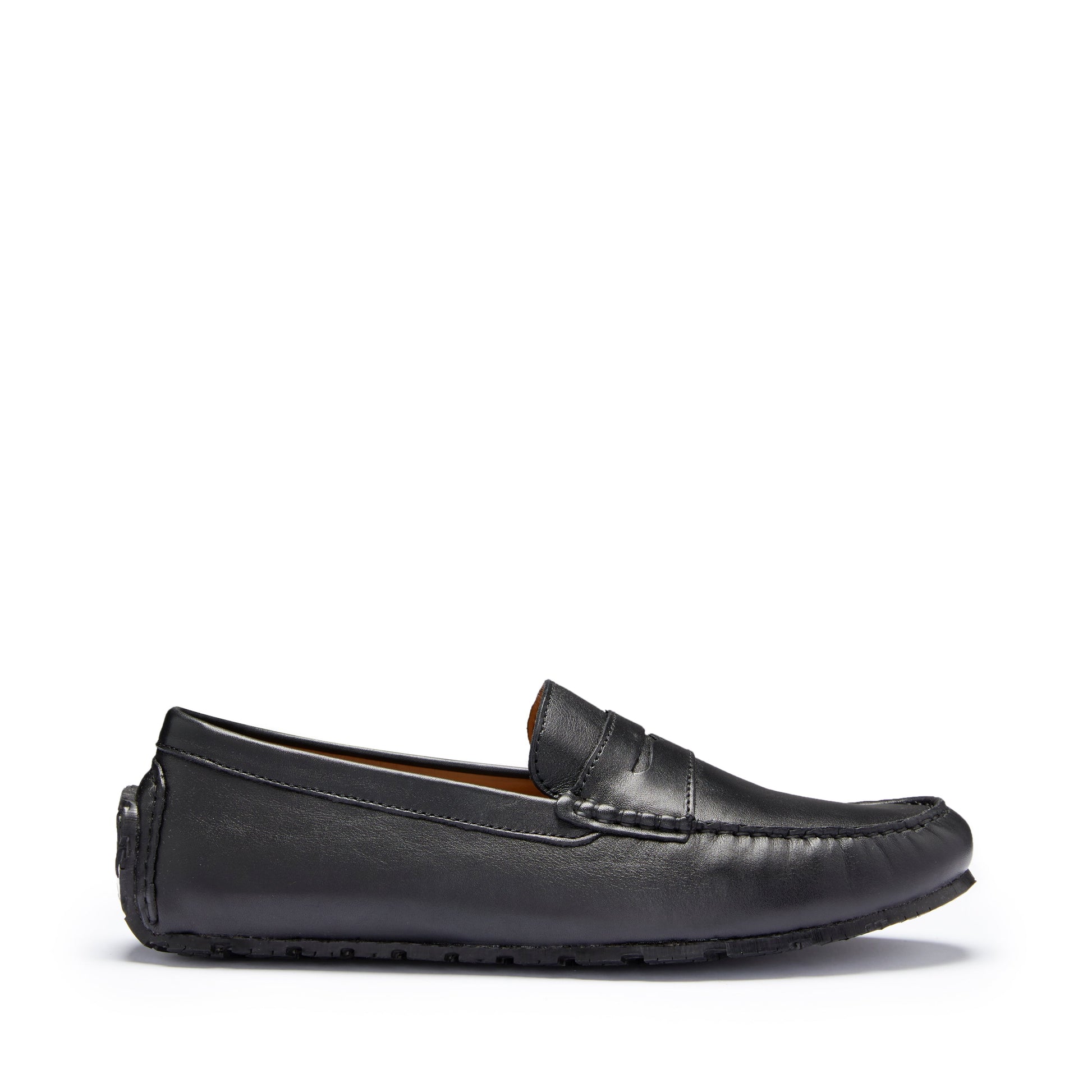 Black Leather Penny Driving Loafers