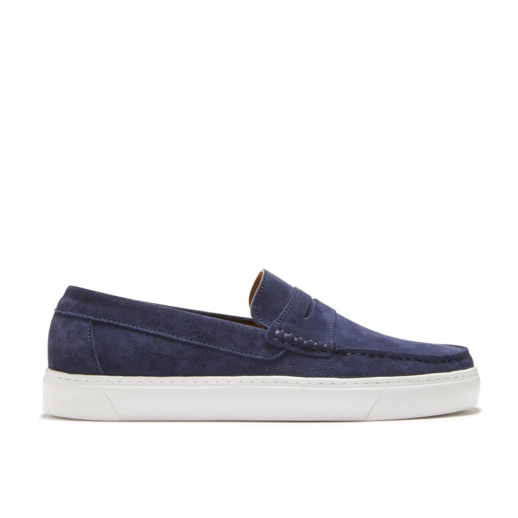 Navy Blue Suede Slip On Sneaker Loafers