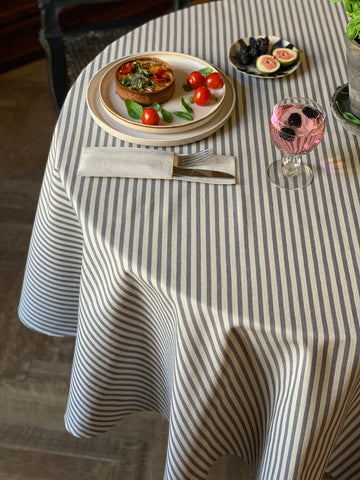 Eco-Friendly Nordic Round Tablecloth – Sustainable & Stylish by Hortensias Home at www.brixbailey.com