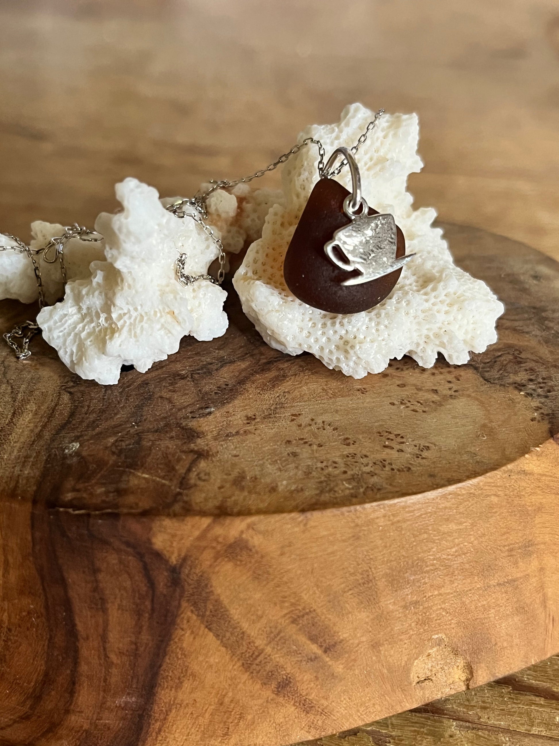Cup of Tea Scottish Seaglass 925 Pendants