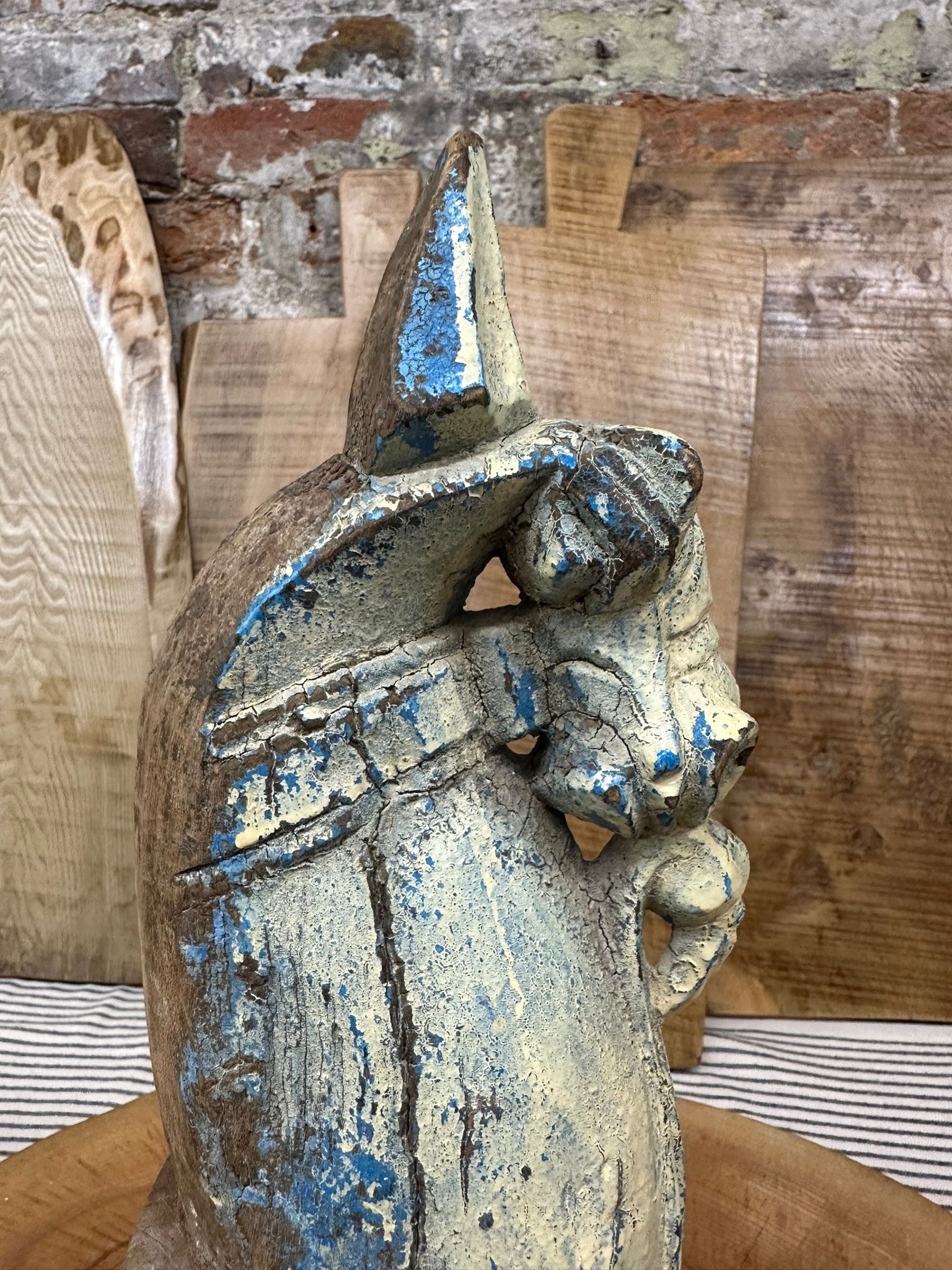 Vintage Handmade Carved Horse Head Ornament / Indian Wooden Horse Head  A