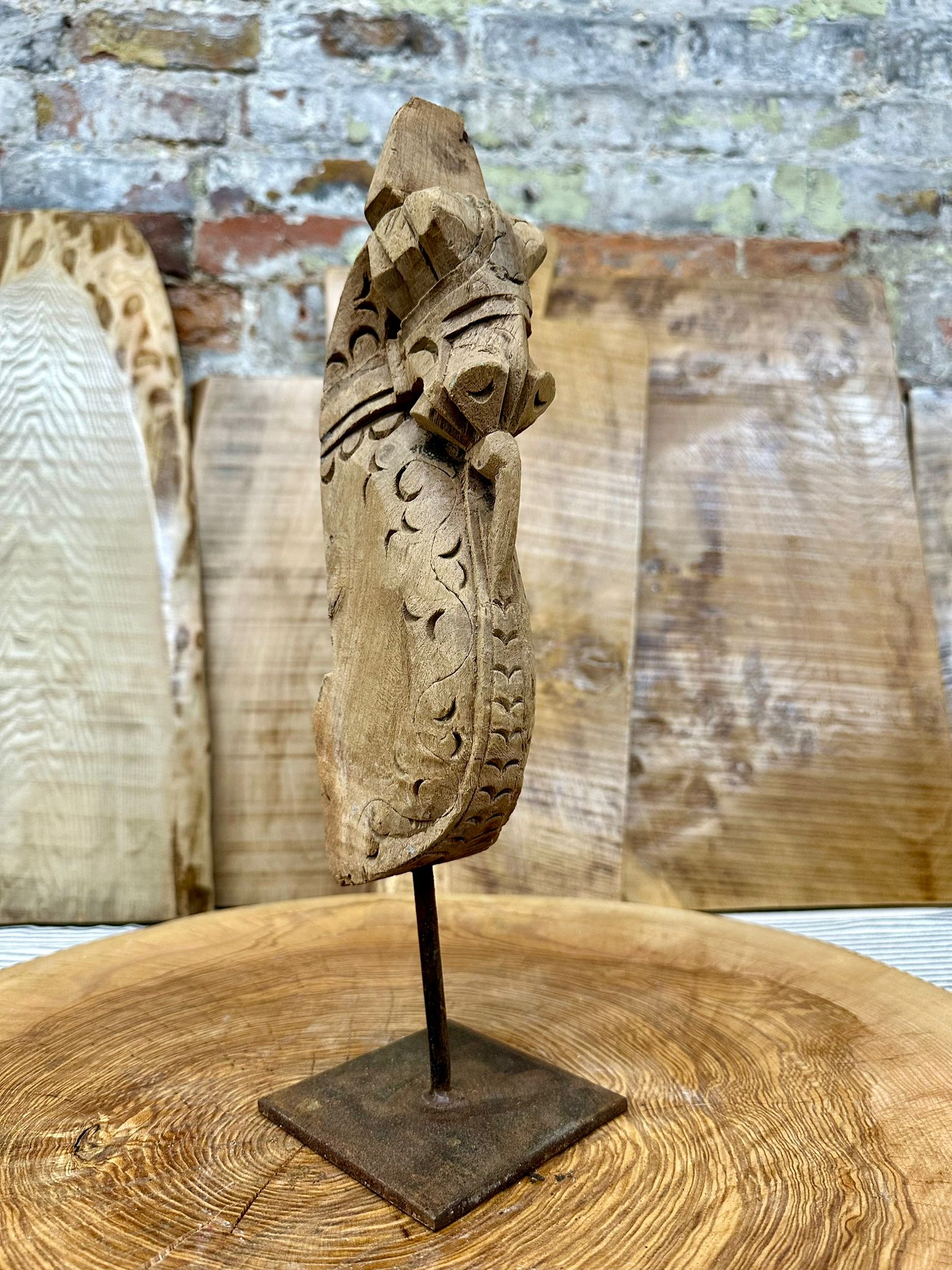 Vintage Handmade Carved Horse Head Ornament / Indian Wooden Horse Head  C