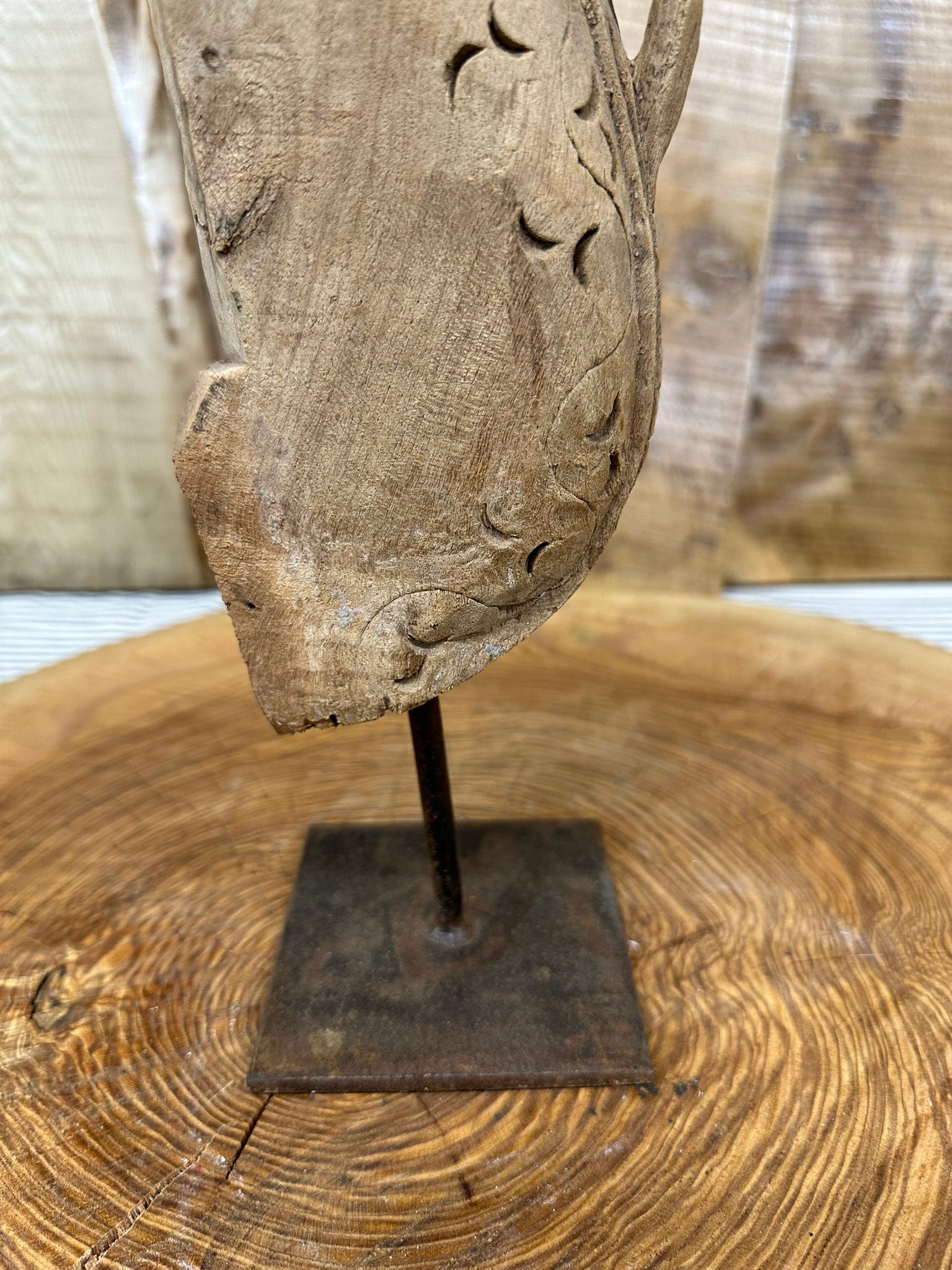 Vintage Handmade Carved Horse Head Ornament / Indian Wooden Horse Head  C