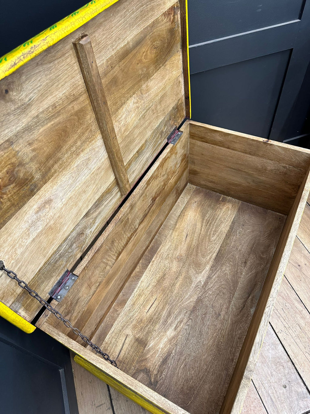 Vintage Indian Hand Painted Trunk Blanket Chest / Coffee Table / Sideboard Red