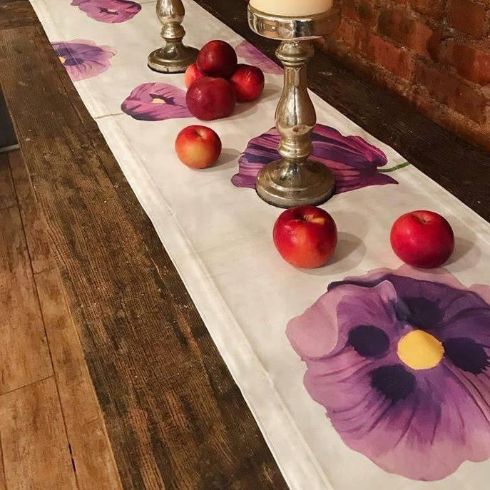 Purple Poppies Table Runner 16 x 90 inches