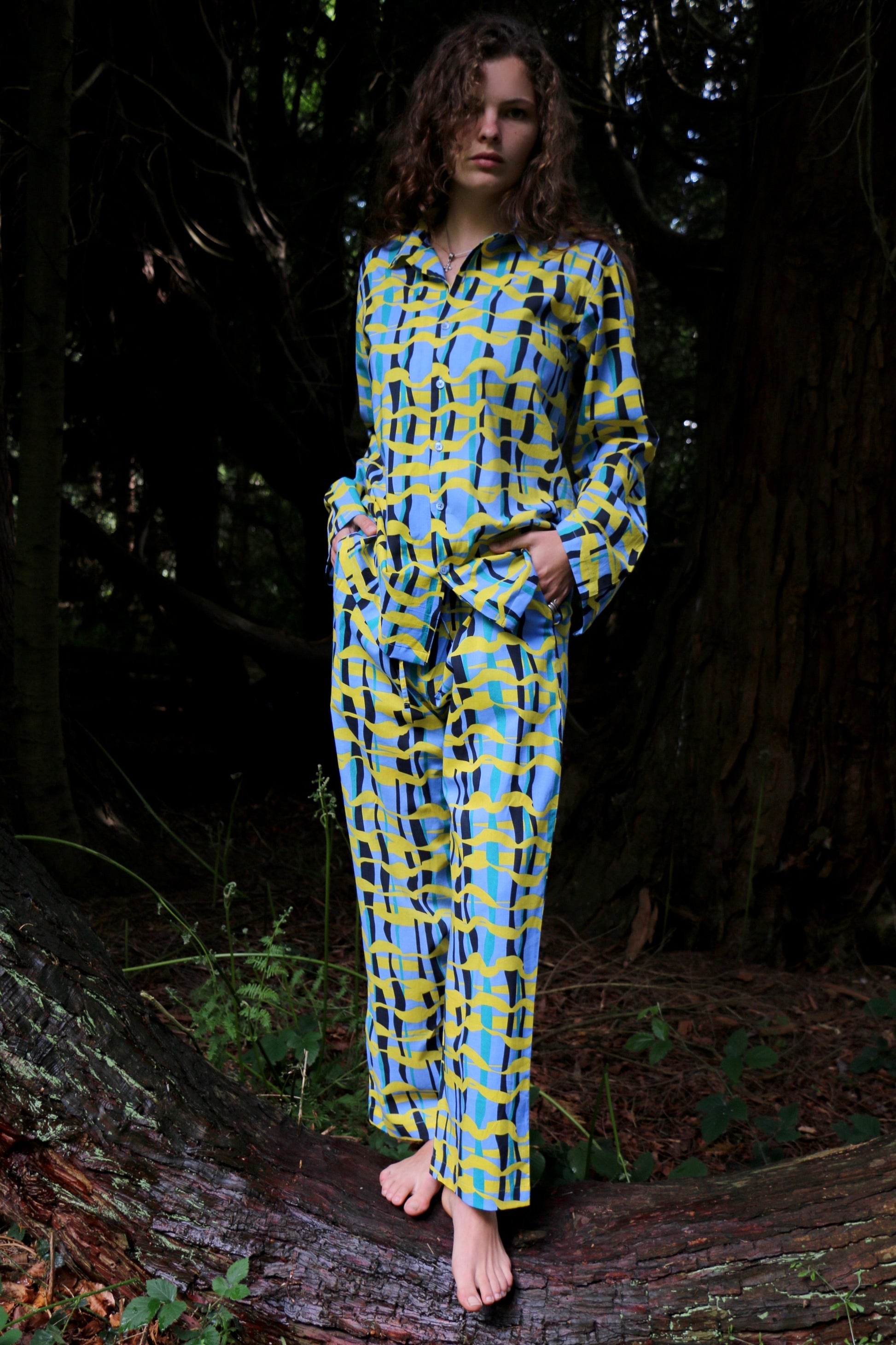 Can Nara Slim Fit Pyjamas in Blue