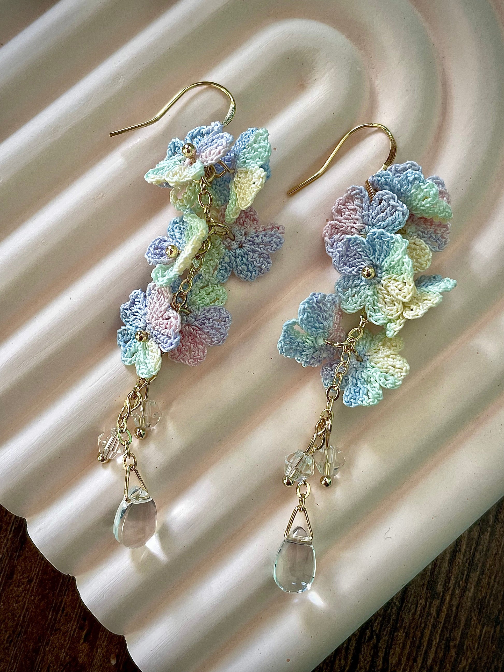 Myosotis Earring Danglers Micro-Crochet that Blossom with Charm Seven Forget-me-not