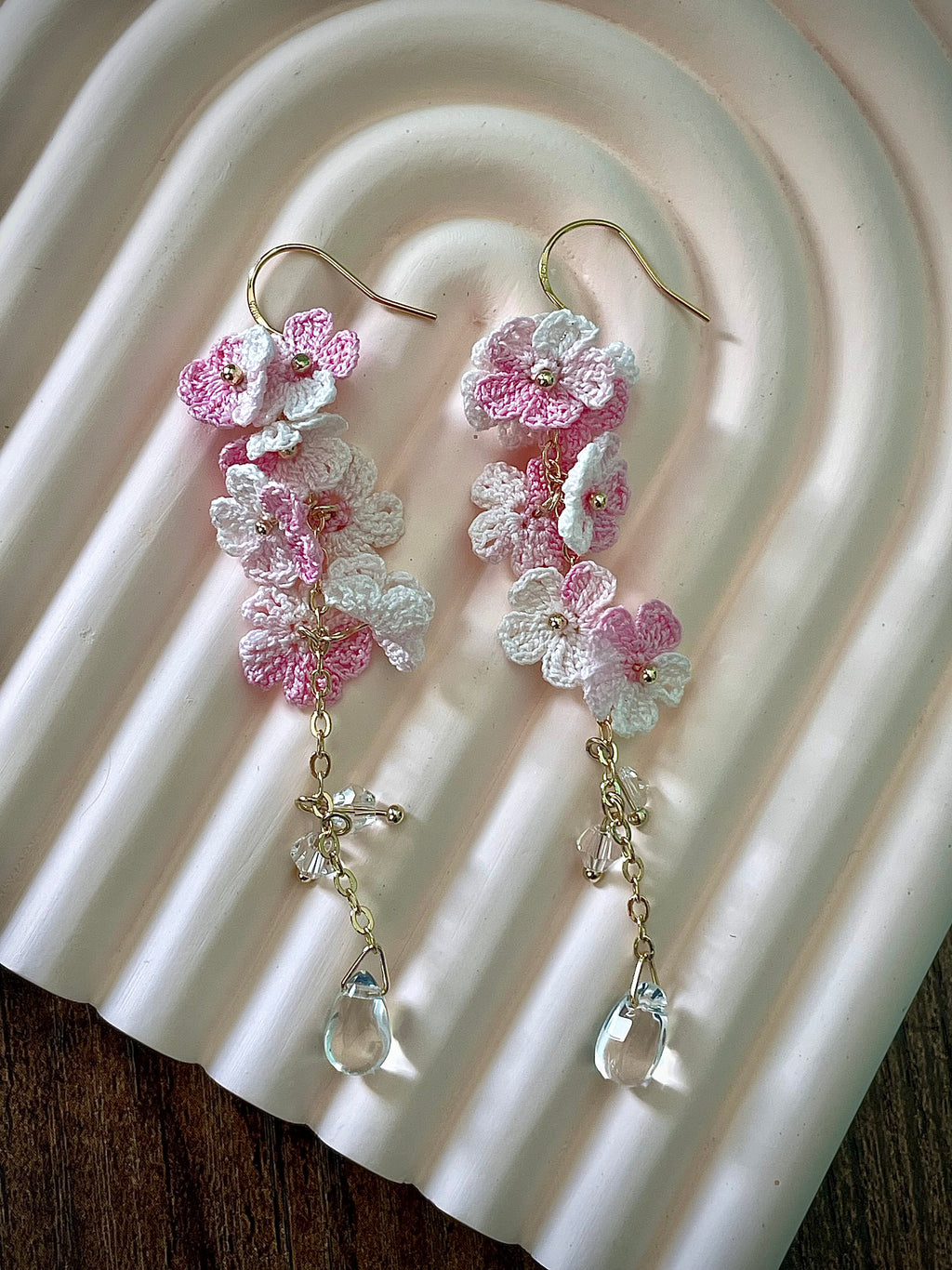 Myosotis Earring Danglers Micro-Crochet that Blossom with Charm Seven Forget-me-not